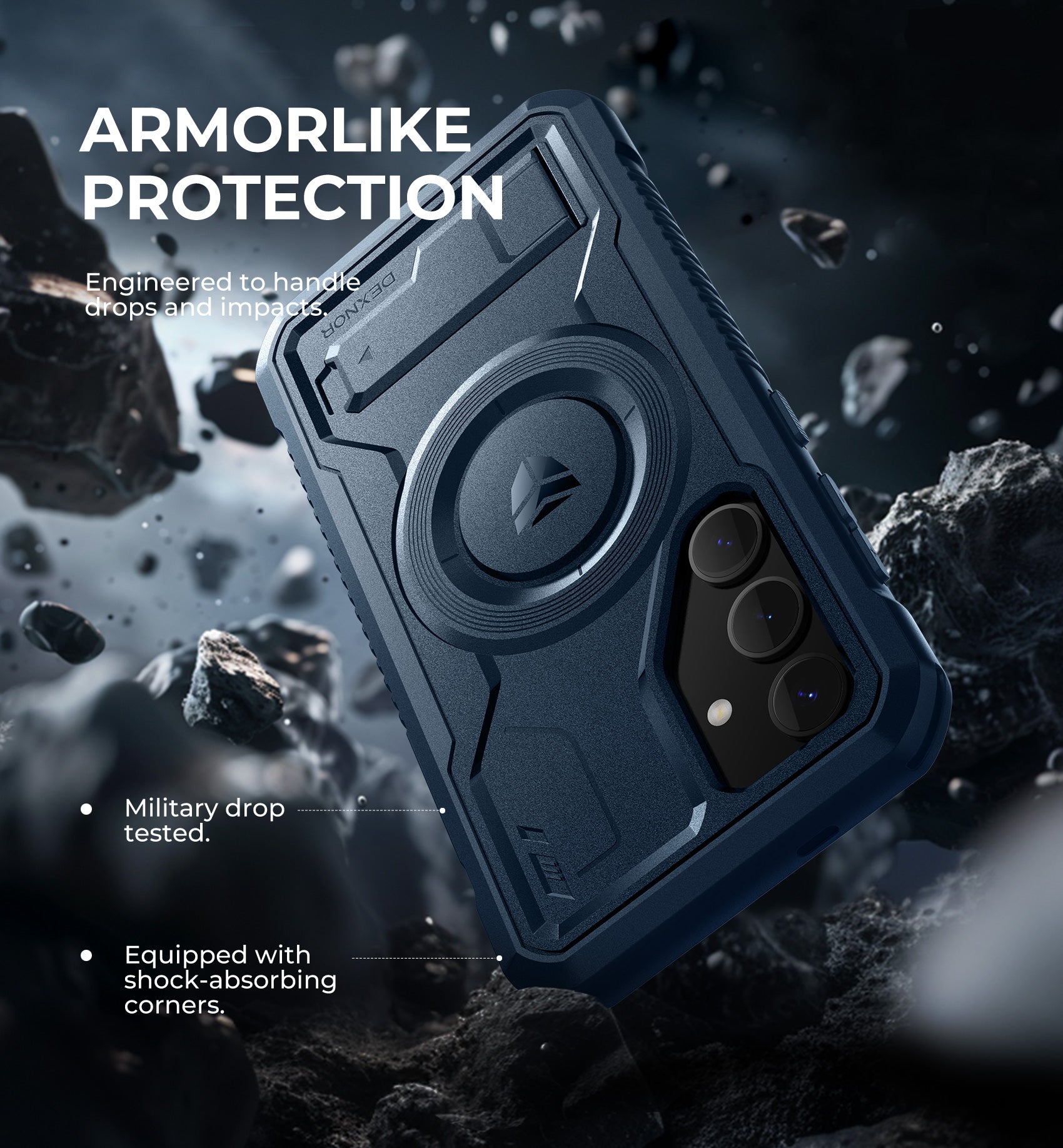 Dexnor Case for Samsung Galaxy S24 with Kickstand 2 Front Frames Built-in Screen Protector Compatible with Magsafe Rugged Shockproof Full-body Protective Cover