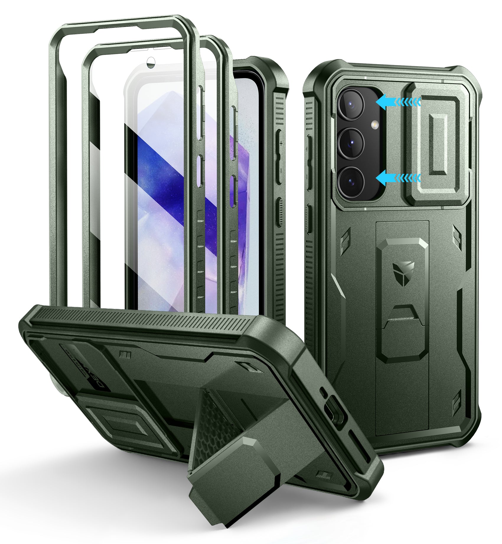 Dexnor Case for Samsung Galaxy A35 5G With Screen Protector Full Body Bumper Kickstand Heavy-duty Shockproof Rugged Cover.