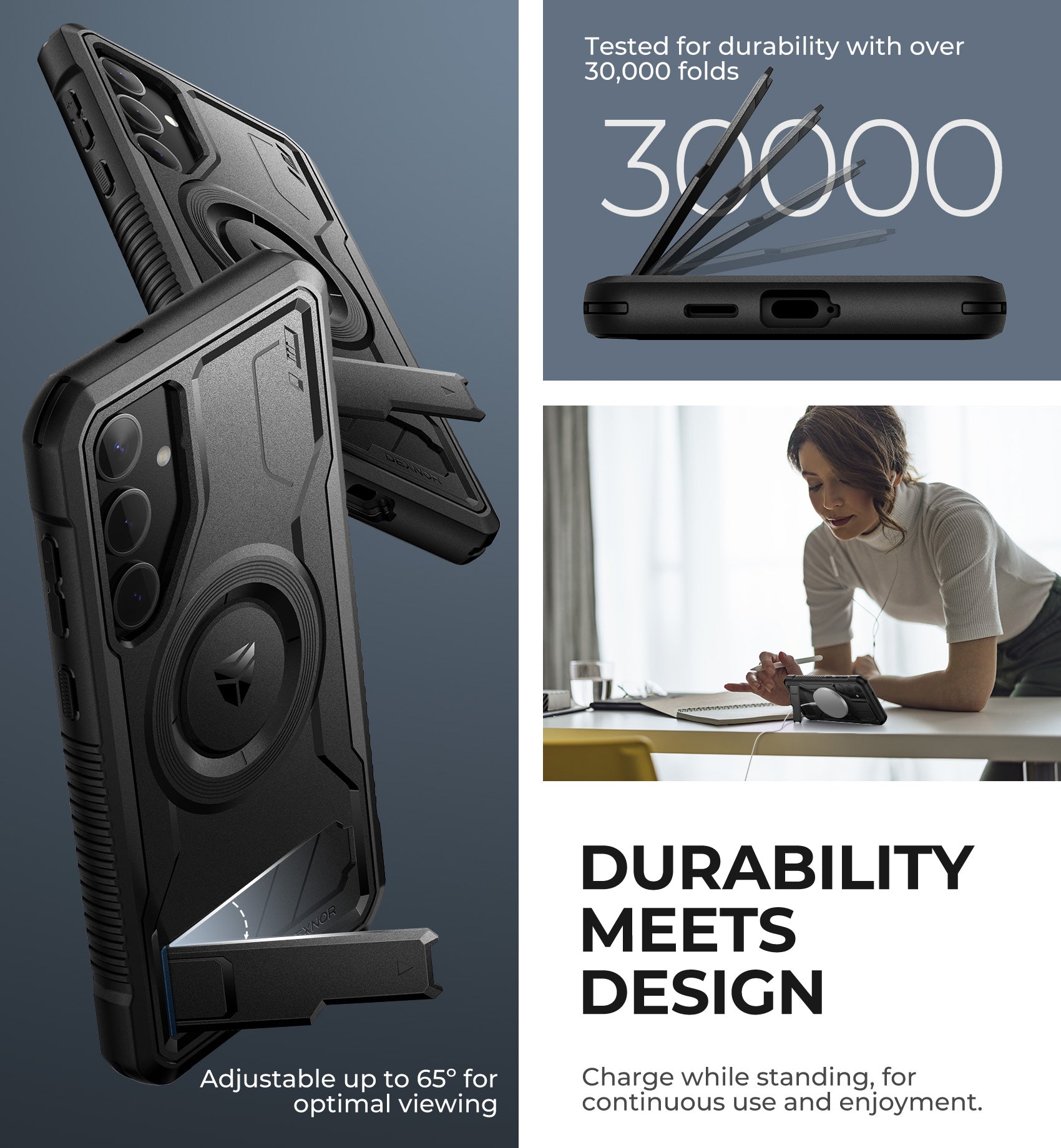 Dexnor Case for Samsung Galaxy S24 Plus with Kickstand 2 Front Frames Built-in Screen Protector Compatible with Magsafe Magnetic Bumper Rugged Shockproof Full-Body Protective Cover