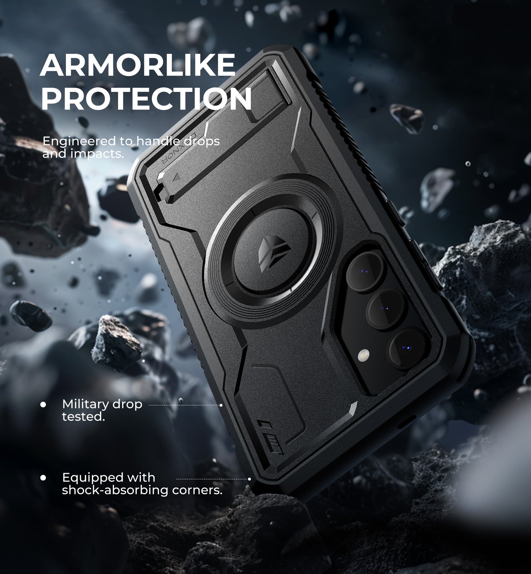 Dexnor Case for Samsung Galaxy S24 Plus with Kickstand 2 Front Frames Built-in Screen Protector Compatible with Magsafe Magnetic Bumper Rugged Shockproof Full-Body Protective Cover