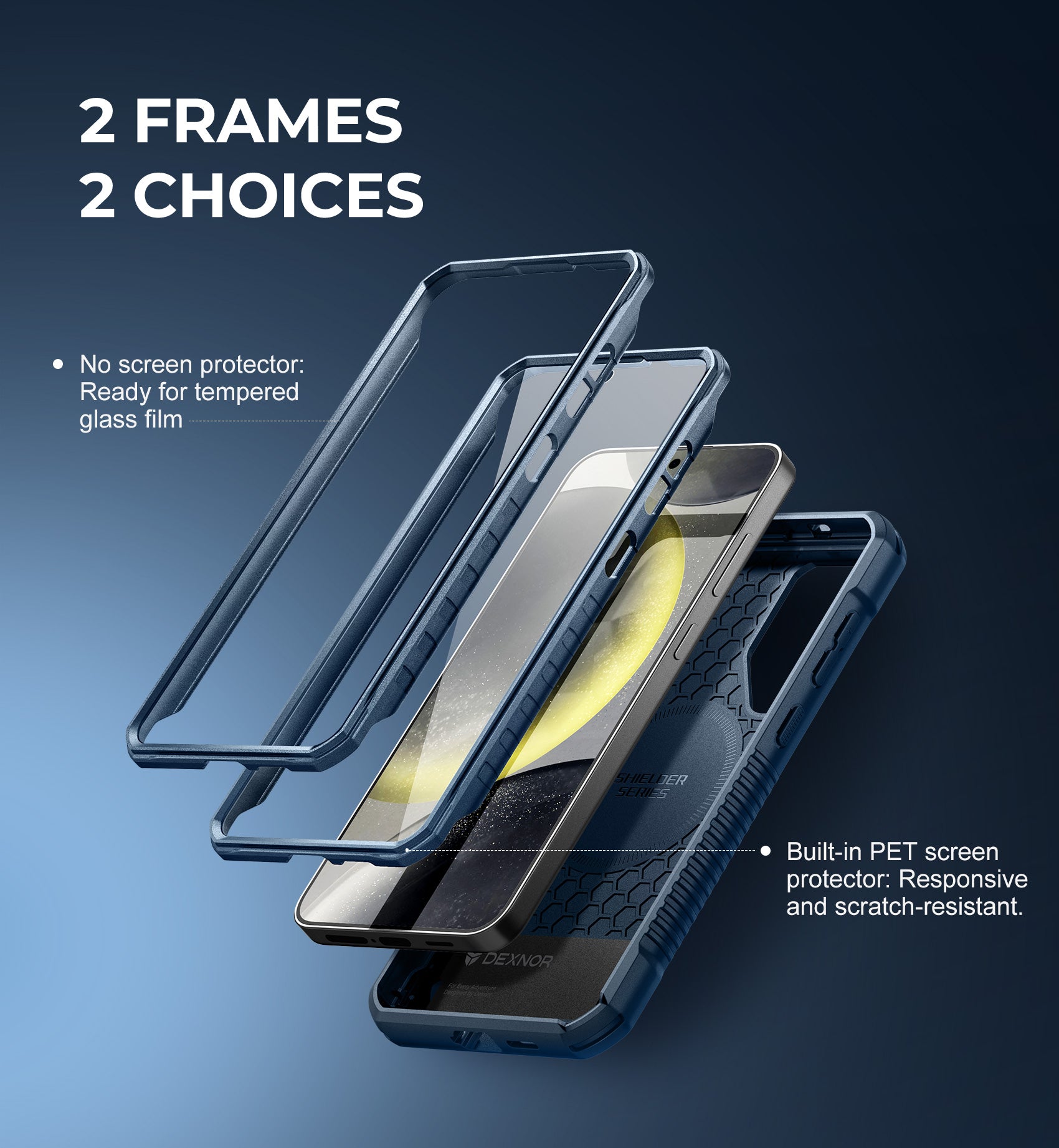 Dexnor Case for Samsung Galaxy S24 Plus with Kickstand 2 Front Frames Built-in Screen Protector Compatible with Magsafe Magnetic Bumper Rugged Shockproof Full-Body Protective Cover