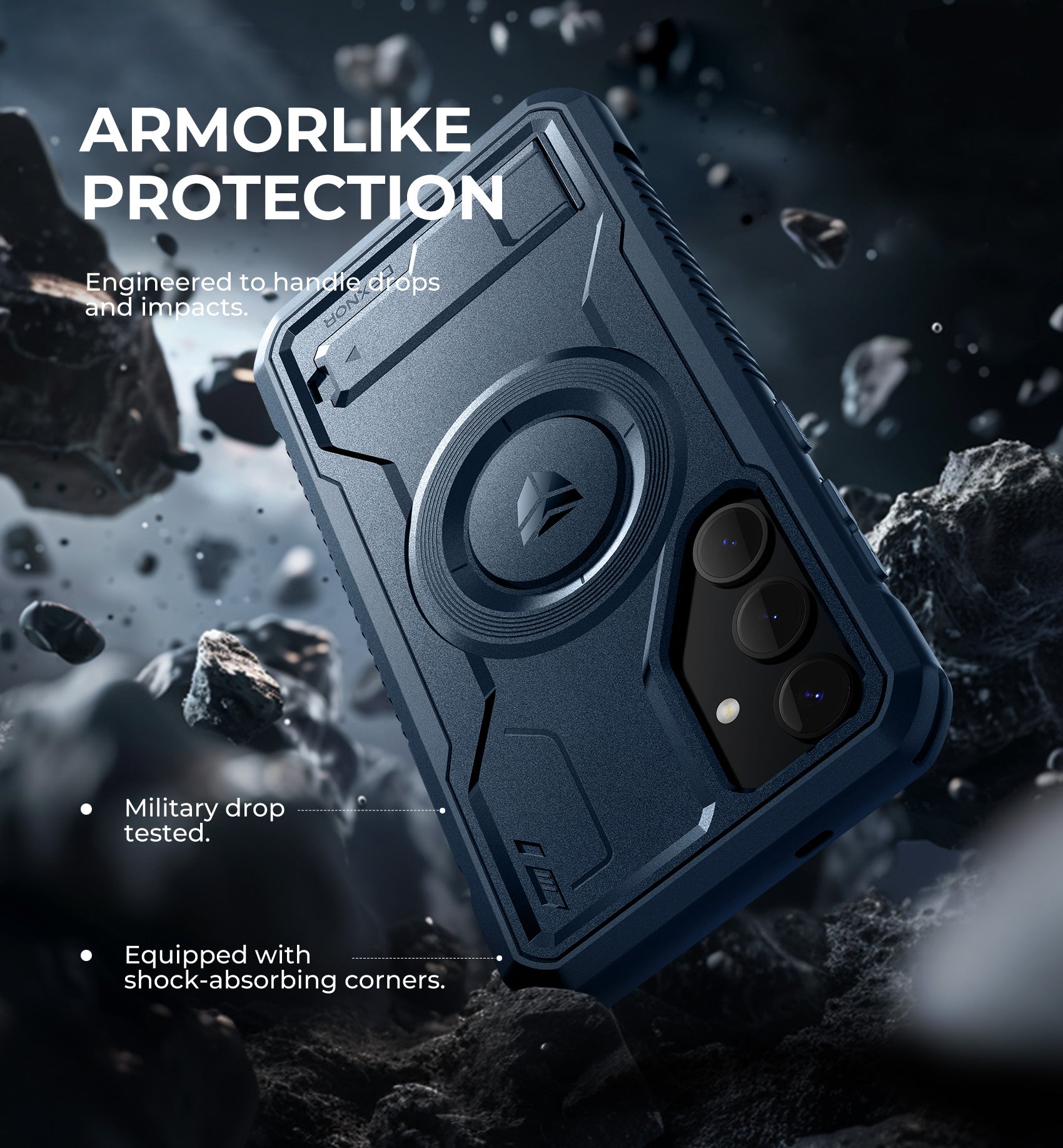 Dexnor Case for Samsung Galaxy S24 Plus with Kickstand 2 Front Frames Built-in Screen Protector Compatible with Magsafe Magnetic Bumper Rugged Shockproof Full-Body Protective Cover