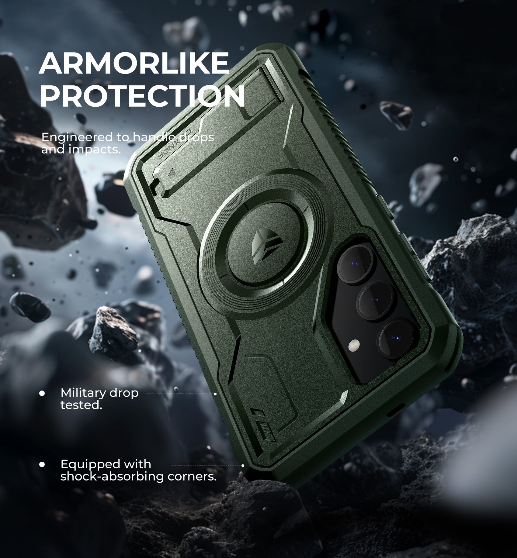 Dexnor Case for Samsung Galaxy S24 Plus with Kickstand 2 Front Frames Built-in Screen Protector Compatible with Magsafe Magnetic Bumper Rugged Shockproof Full-Body Protective Cover