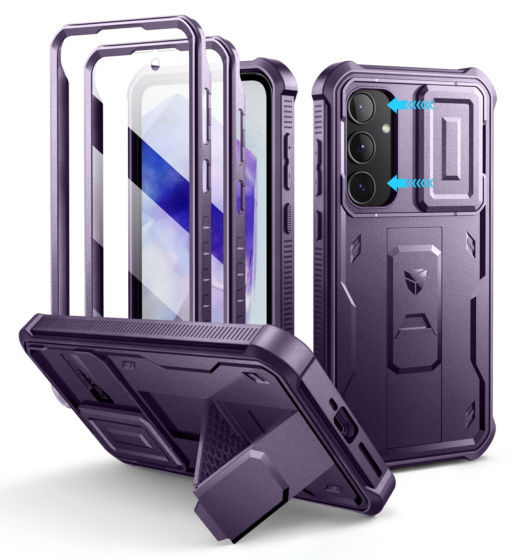 Dexnor Case for Samsung Galaxy A35 5G With Screen Protector Full Body Bumper Kickstand Heavy-duty Shockproof Rugged Cover.