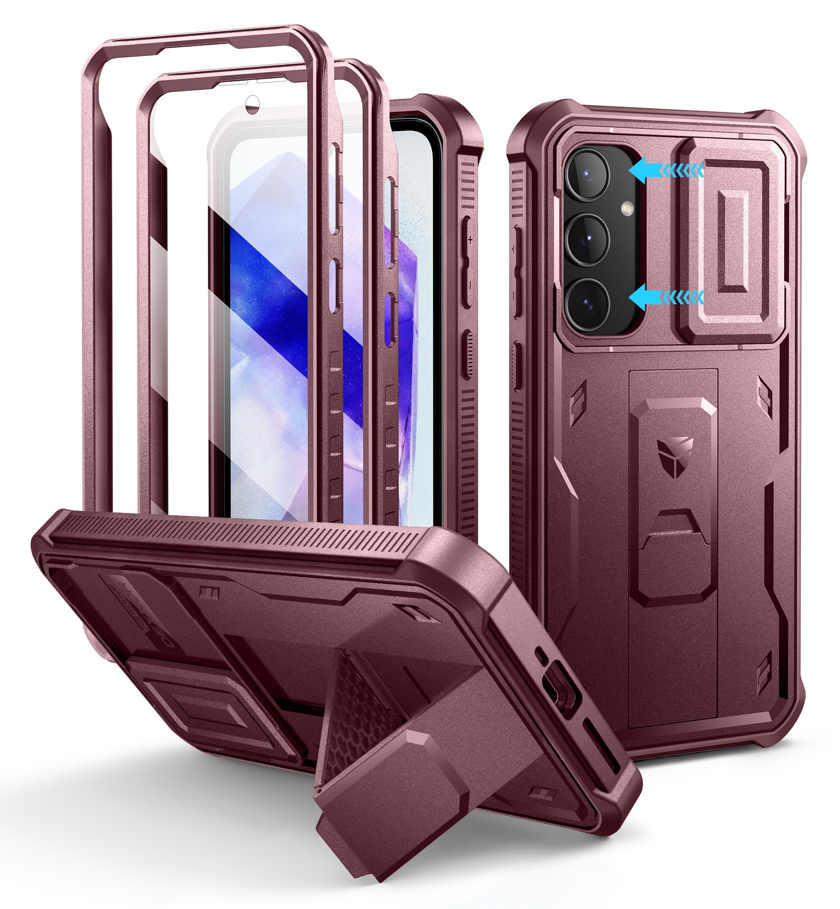 Dexnor Case for Samsung Galaxy A35 5G With Screen Protector Full Body Bumper Kickstand Heavy-duty Shockproof Rugged Cover.