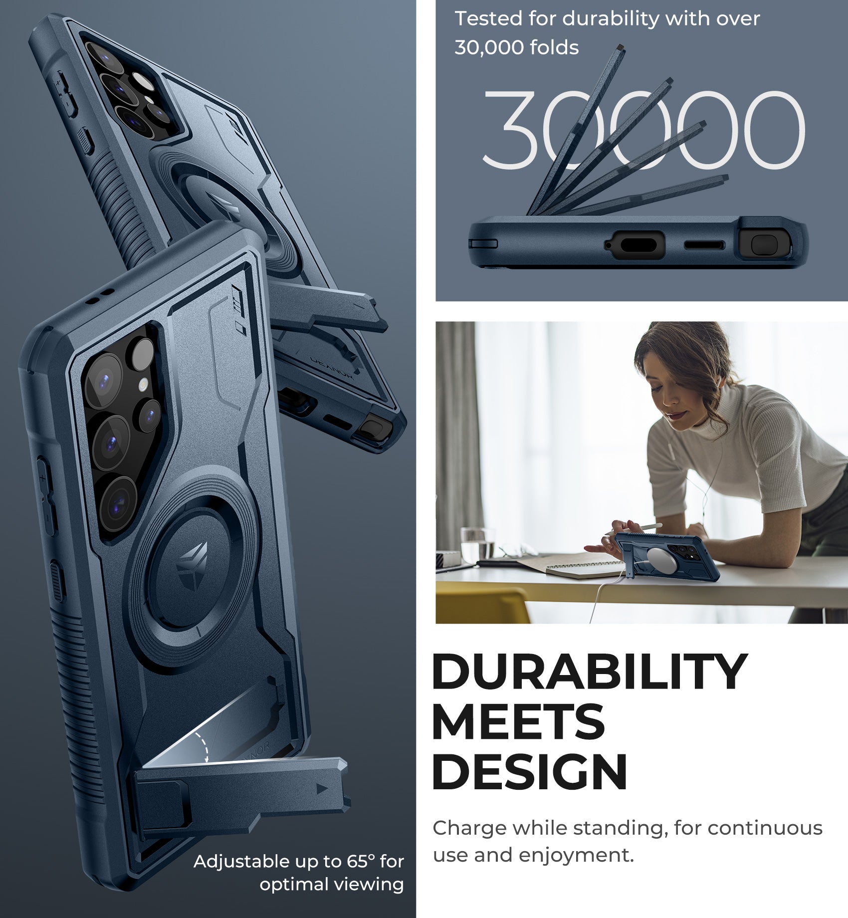 Dexnor Magnetic Case for Samsung Galaxy S24 Ultra Compatible with Magsafe 2 Front Frames Built-in Screen Protector Bumper Rugged Shockproof Full-Body Protective Cover with Kickstand