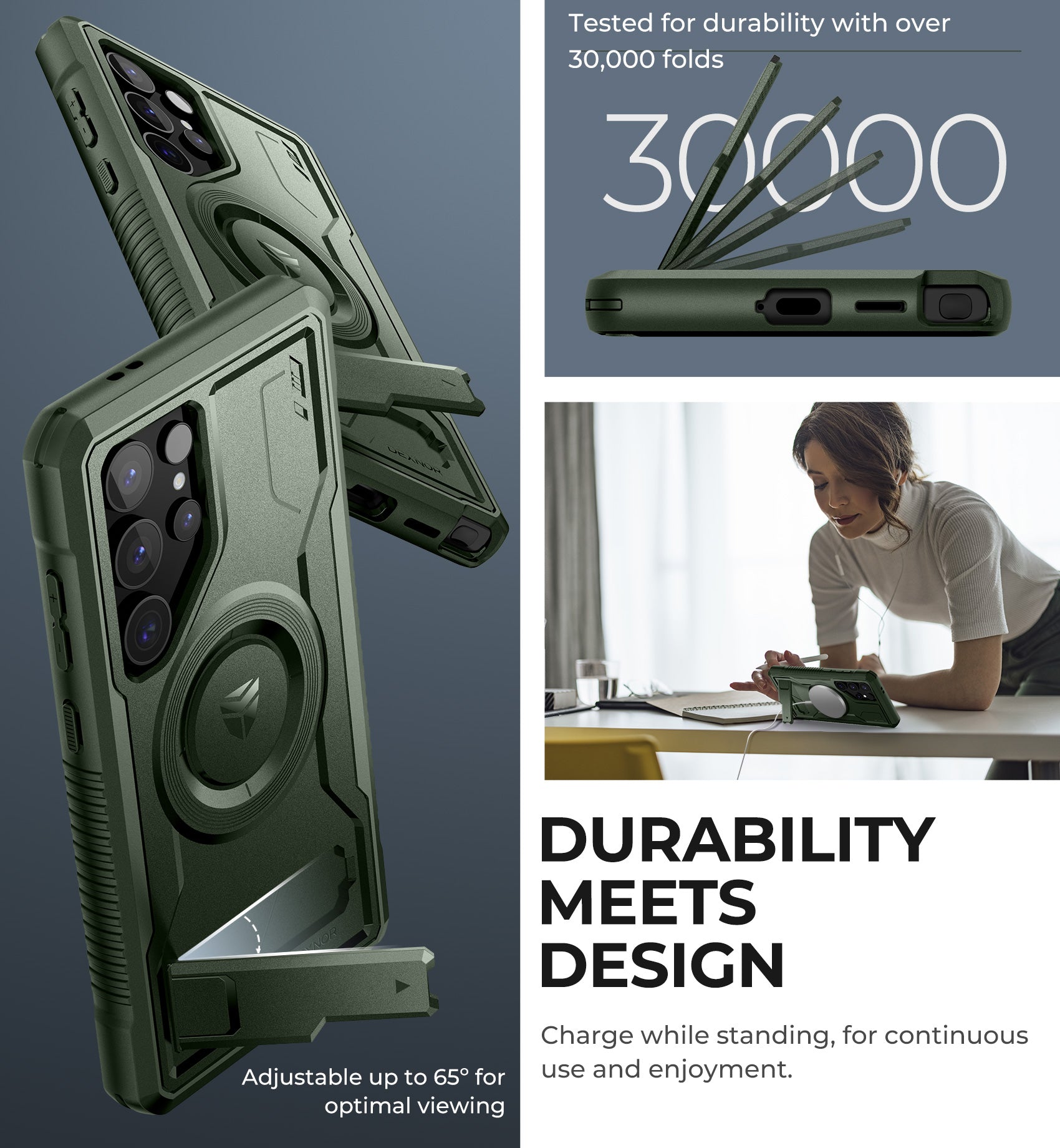 Dexnor Magnetic Case for Samsung Galaxy S24 Ultra Compatible with Magsafe 2 Front Frames Built-in Screen Protector Bumper Rugged Shockproof Full-Body Protective Cover with Kickstand