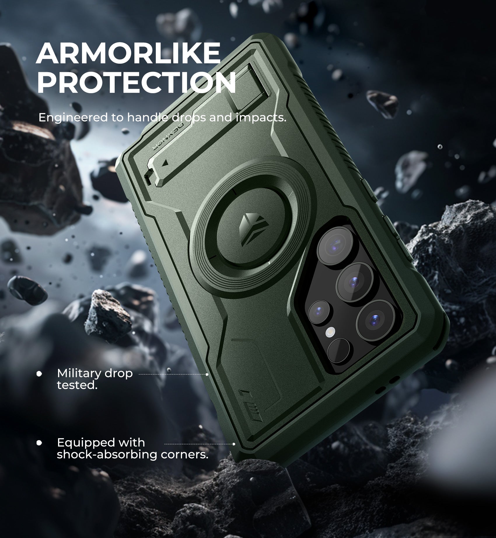 Dexnor Magnetic Case for Samsung Galaxy S24 Ultra Compatible with Magsafe 2 Front Frames Built-in Screen Protector Bumper Rugged Shockproof Full-Body Protective Cover with Kickstand