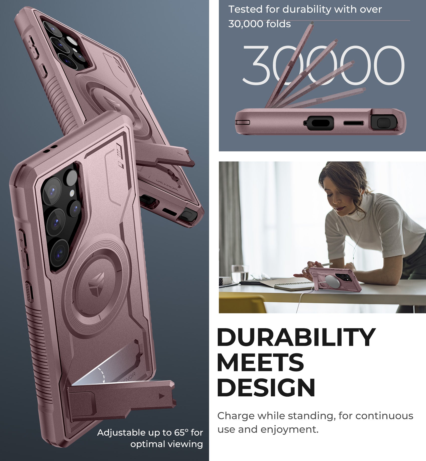 Dexnor Magnetic Case for Samsung Galaxy S24 Ultra Compatible with Magsafe 2 Front Frames Built-in Screen Protector Bumper Rugged Shockproof Full-Body Protective Cover with Kickstand