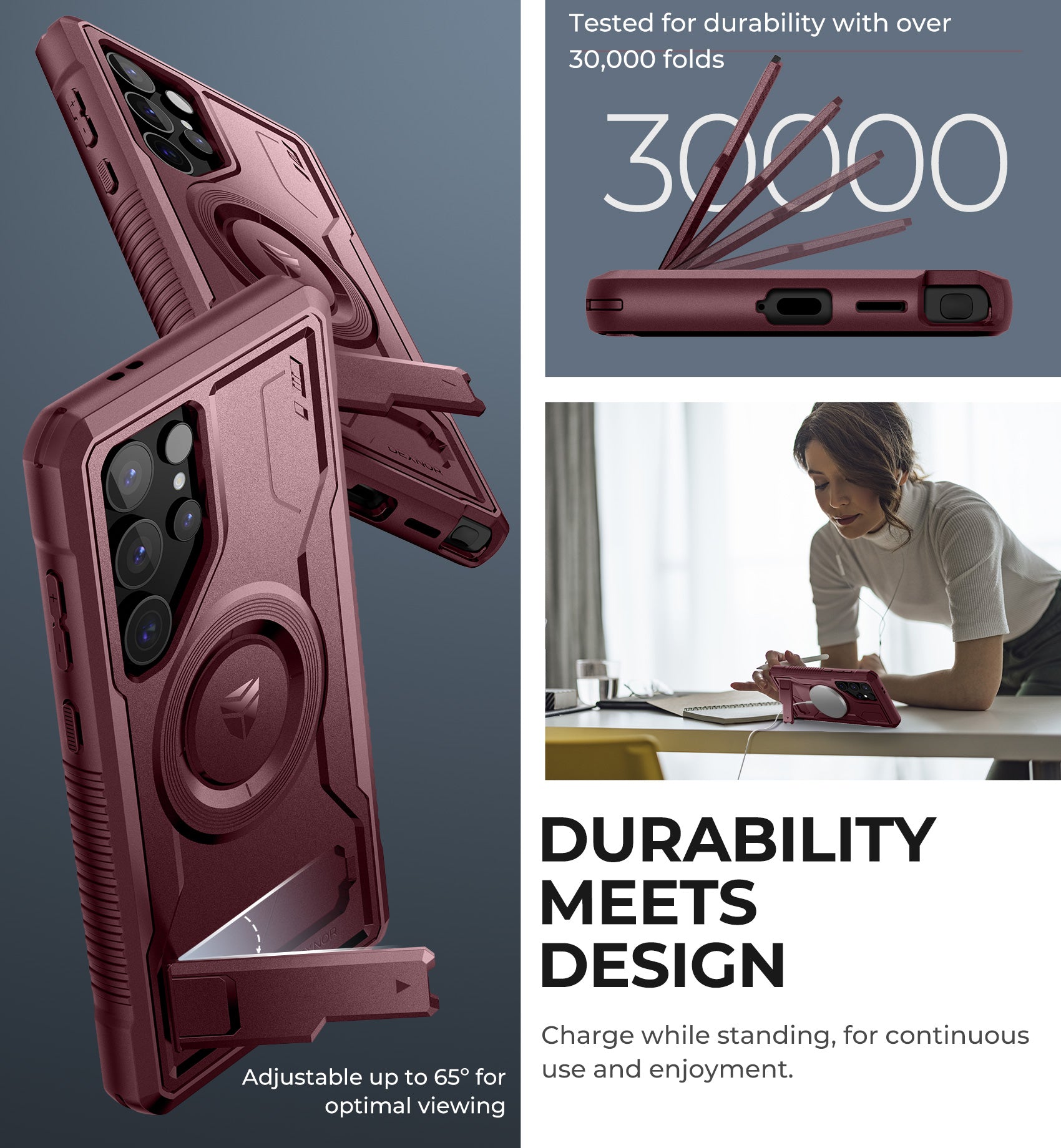 Dexnor Magnetic Case for Samsung Galaxy S24 Ultra Compatible with Magsafe 2 Front Frames Built-in Screen Protector Bumper Rugged Shockproof Full-Body Protective Cover with Kickstand