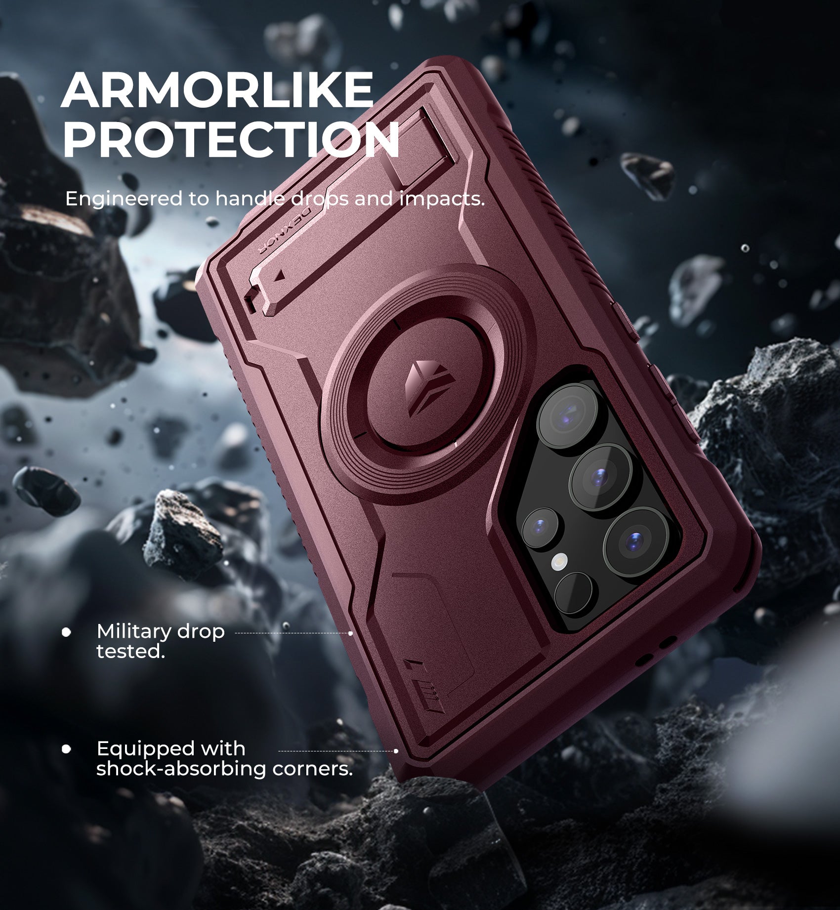 Dexnor Magnetic Case for Samsung Galaxy S24 Ultra Compatible with Magsafe 2 Front Frames Built-in Screen Protector Bumper Rugged Shockproof Full-Body Protective Cover with Kickstand