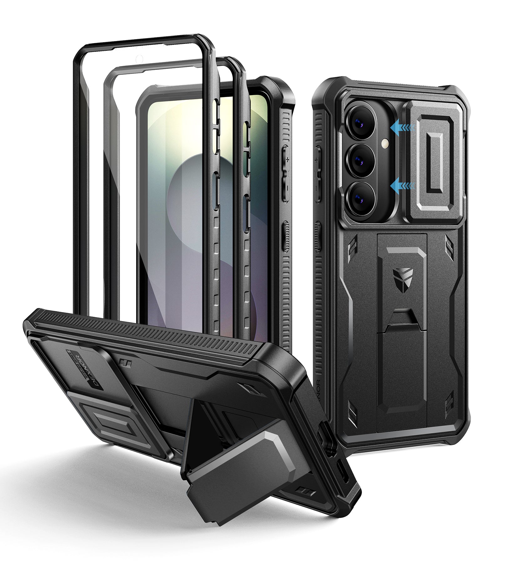 Dexnor Case for Samsung Galaxy S26 with Upgraded Slide Camera Cover 2 Front Frames Built-in Screen Protector Kickstand Heavy-Duty Rugged Case Full-Body Protective Cover 2026