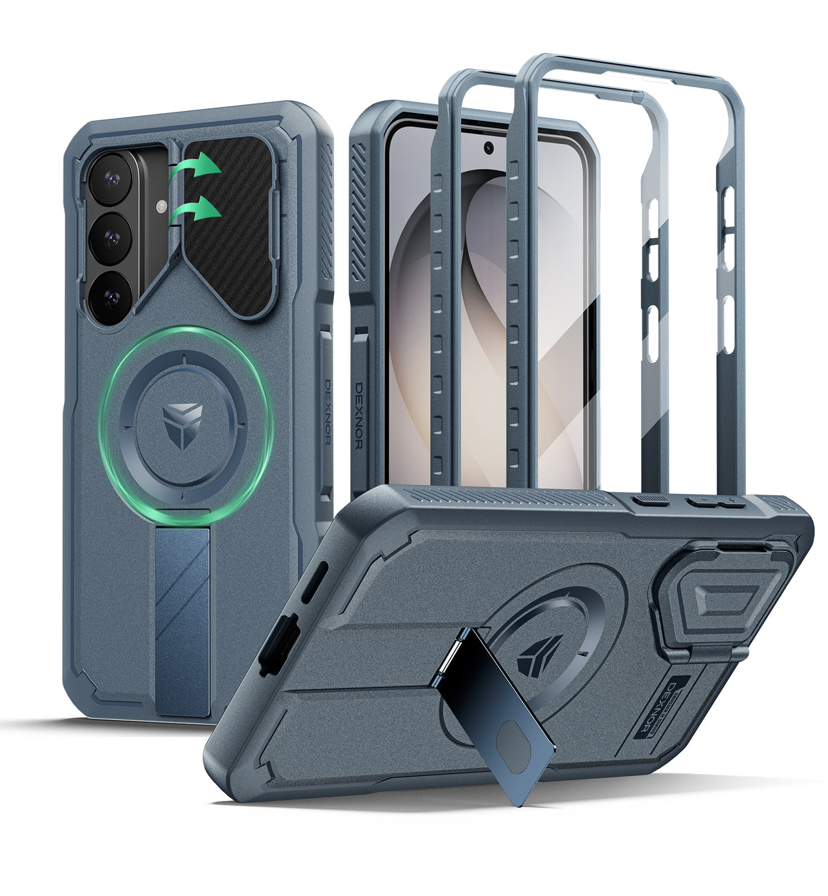 Dexnor Case for Samsung Galaxy S26 FE with Stand Camera Cover Screen Protector 2 Front Frames Compatible with MagSafe Rugged Shockproof Bumper Magnetic Protective Cover 2026