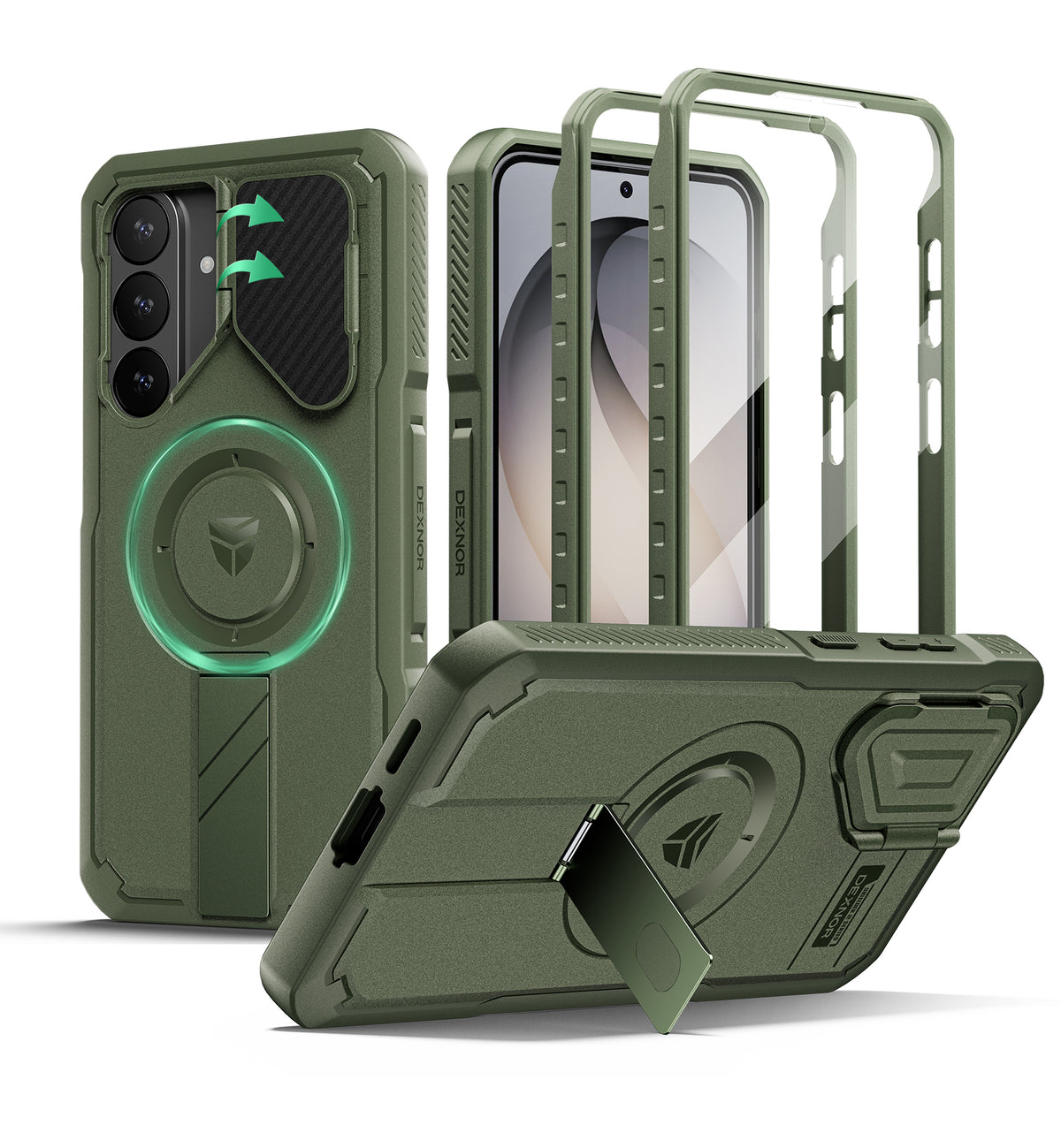 Dexnor Case for Samsung Galaxy S26 FE with Stand Camera Cover Screen Protector 2 Front Frames Compatible with MagSafe Rugged Shockproof Bumper Magnetic Protective Cover 2026