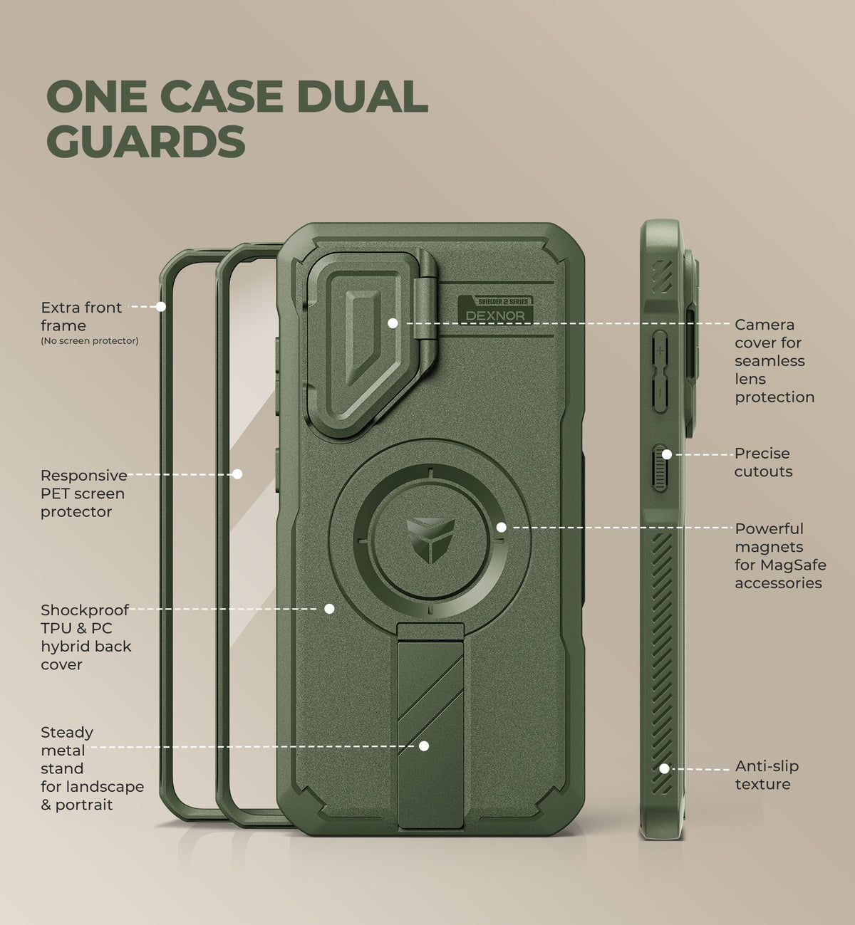 Dexnor Case for Samsung Galaxy S26 FE with Stand Camera Cover Screen Protector 2 Front Frames Compatible with MagSafe Rugged Shockproof Bumper Magnetic Protective Cover 2026