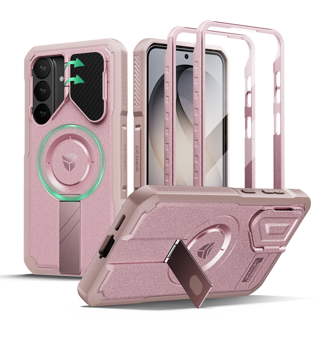 Dexnor Case for Samsung Galaxy S26 FE with Stand Camera Cover Screen Protector 2 Front Frames Compatible with MagSafe Rugged Shockproof Bumper Magnetic Protective Cover 2026