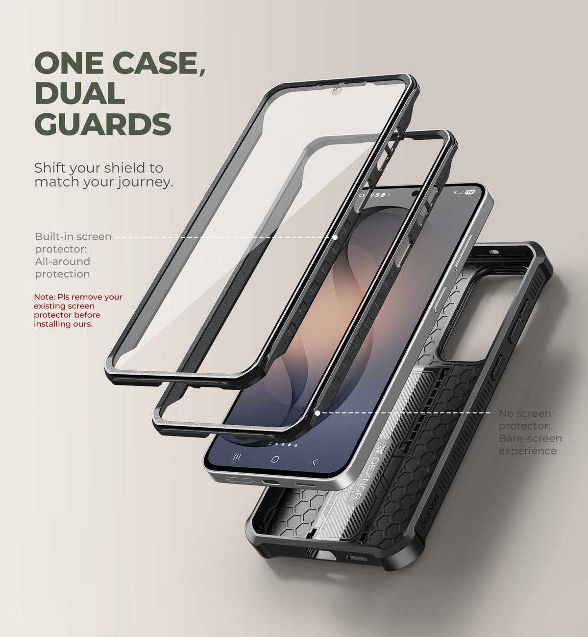 Dexnor Case for Samsung Galaxy S26 FE with Camera Cover Adjustable Kickstand Screen Protector Compatible with MagSafe Rugged Full-body Shockproof Bumper Magnetic Protective Cover