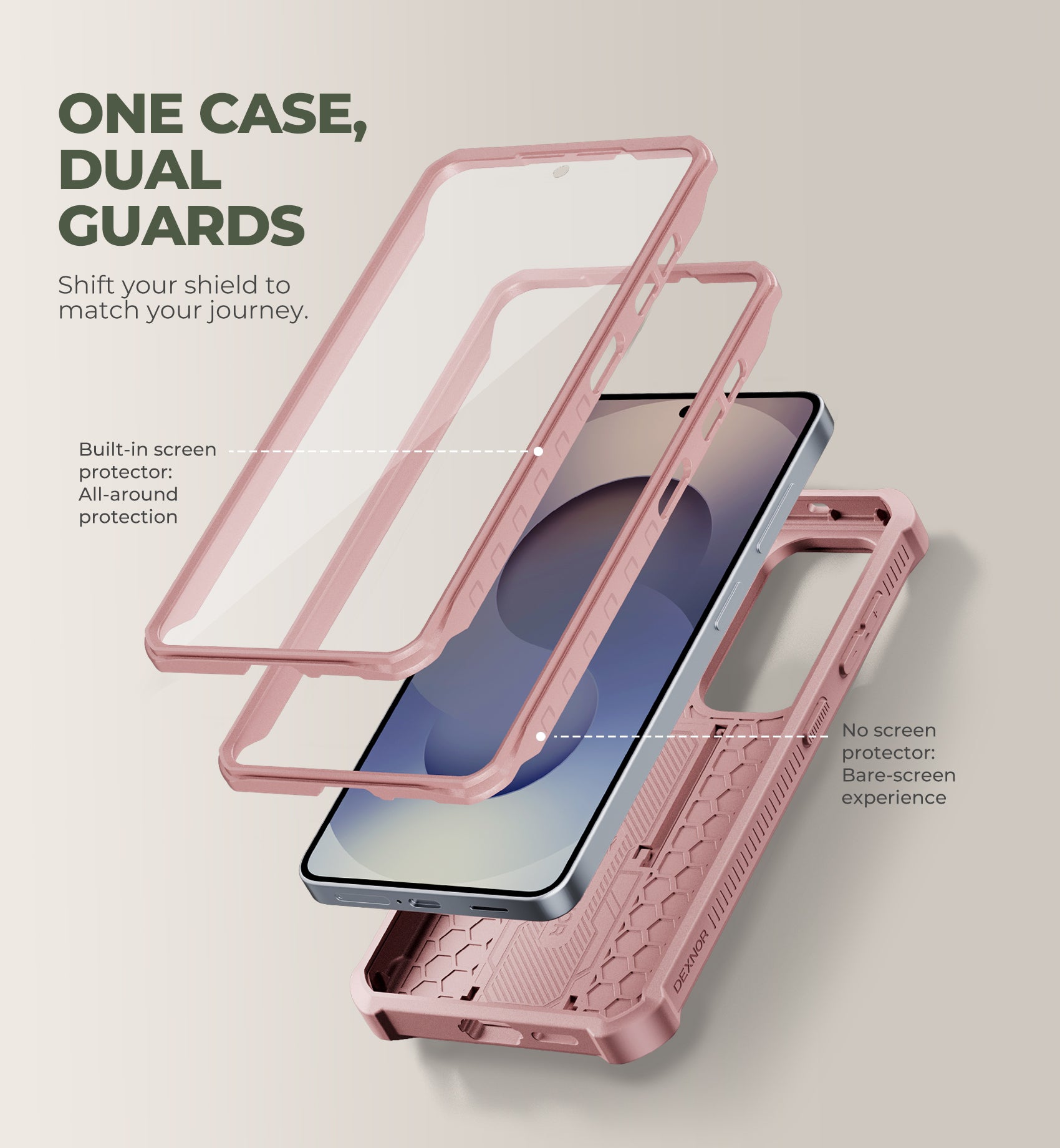 Dexnor Case for Samsung Galaxy S26 with Upgraded Slide Camera Cover 2 Front Frames Built-in Screen Protector Kickstand Heavy-Duty Rugged Case Full-Body Protective Cover 2026