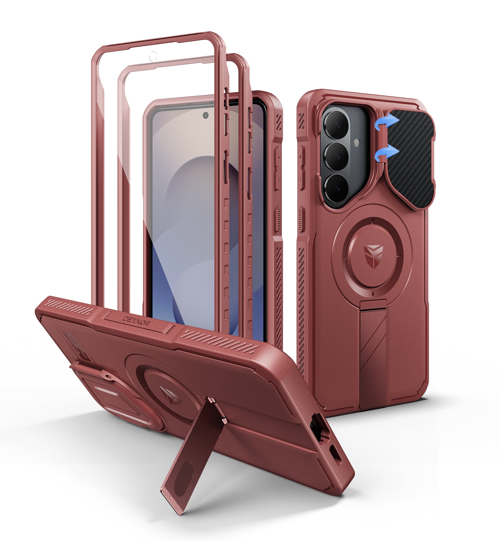 Dexnor Case for Samsung Galaxy S26 Plus with Camera Cover Adjustable Kickstand Screen Protector Compatible with MagSafe Rugged Shockproof Bumper Magnetic Protective Cover 2026