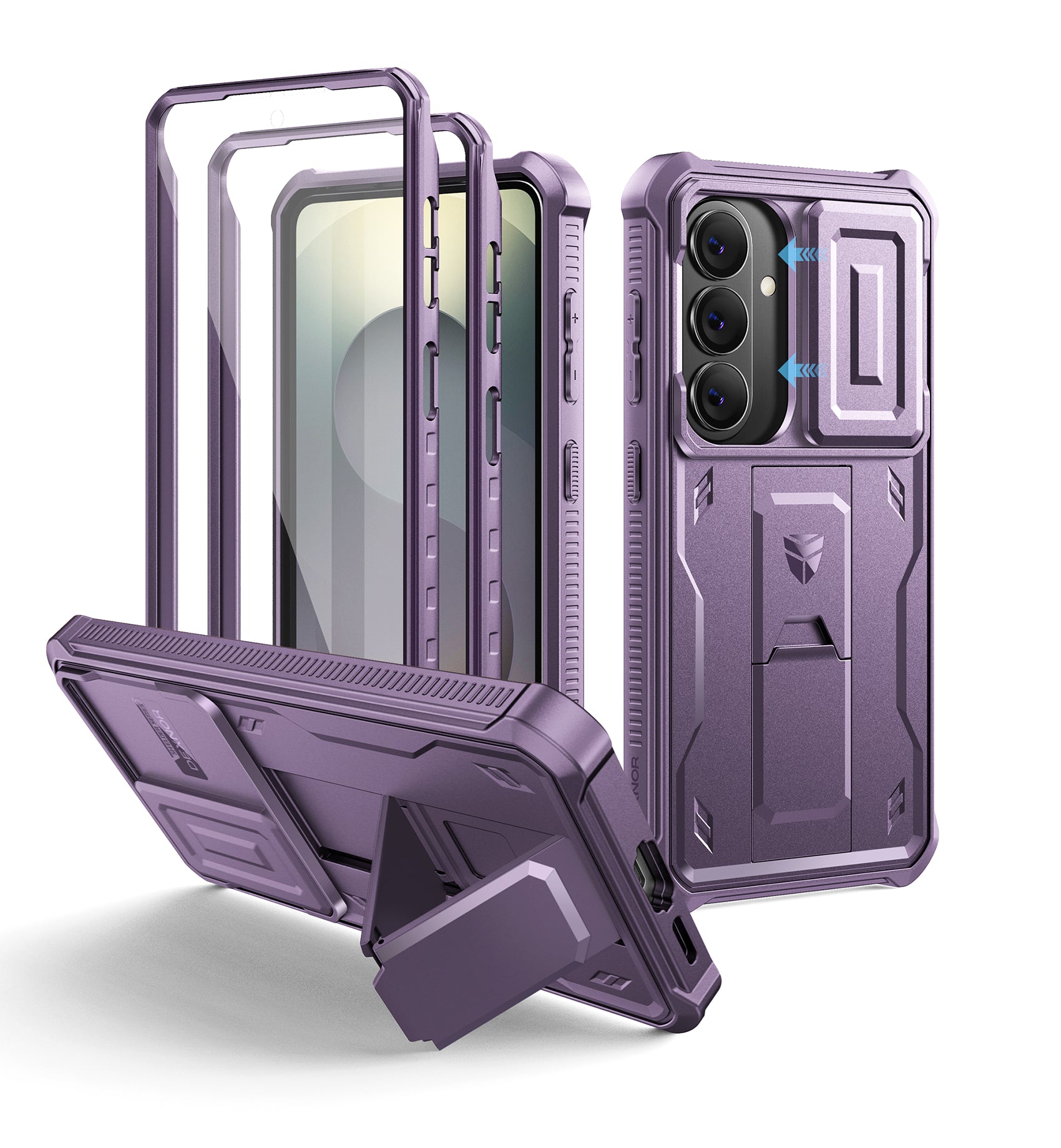 Dexnor Case for Samsung Galaxy S26 with Upgraded Slide Camera Cover 2 Front Frames Built-in Screen Protector Kickstand Heavy-Duty Rugged Case Full-Body Protective Cover 2026