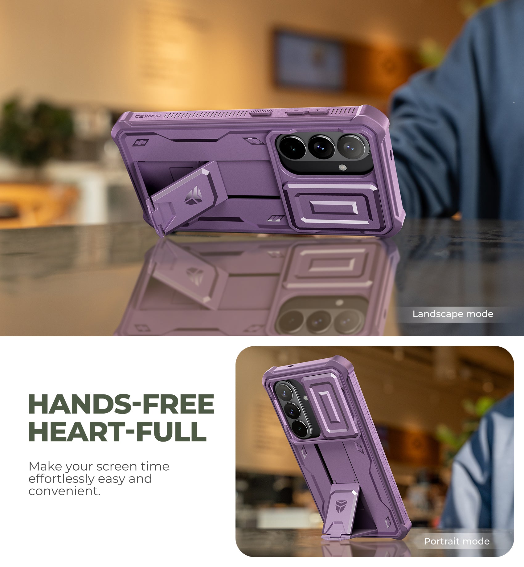 Dexnor Case for Samsung Galaxy S26 with Upgraded Slide Camera Cover 2 Front Frames Built-in Screen Protector Kickstand Heavy-Duty Rugged Case Full-Body Protective Cover 2026