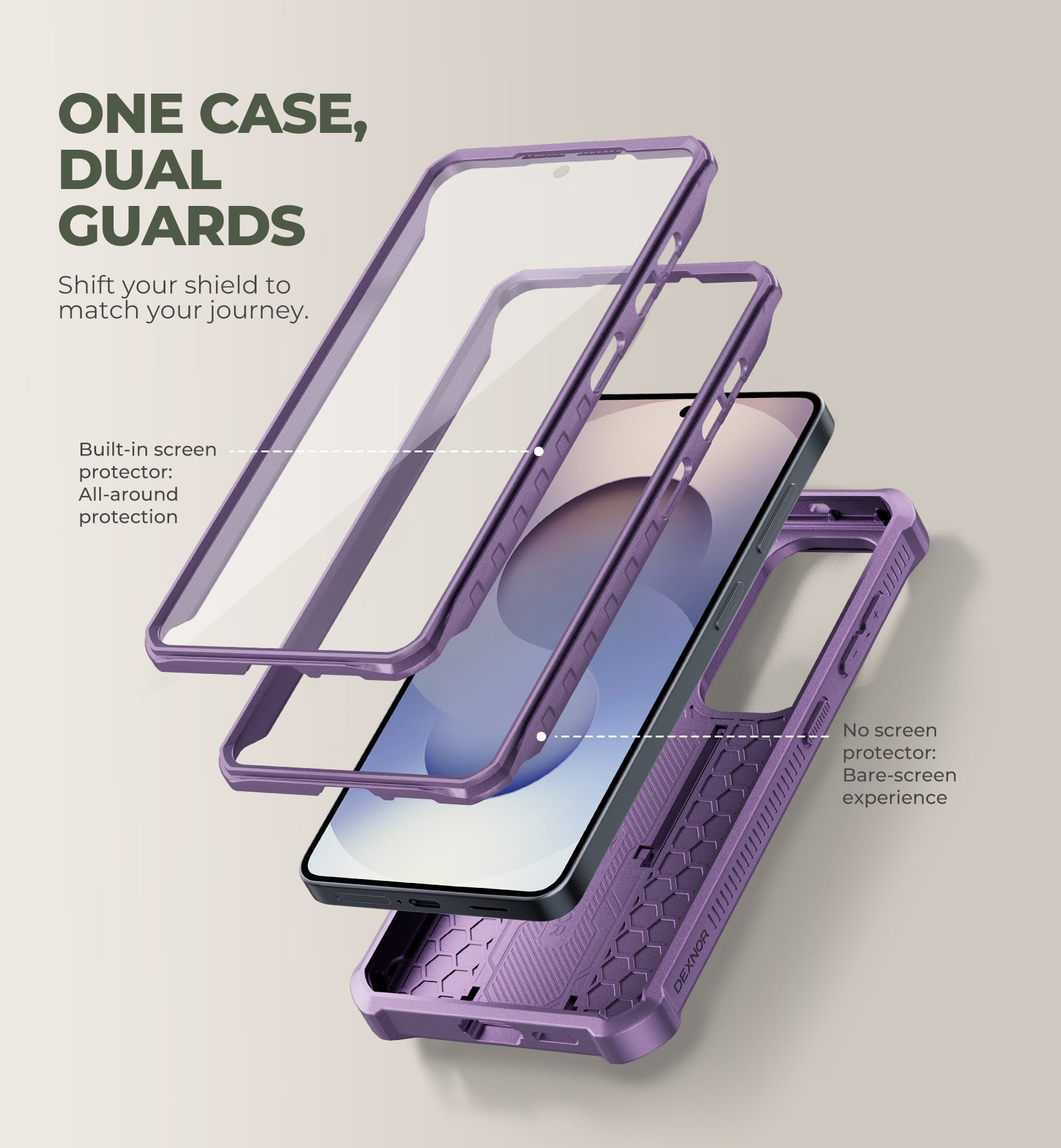 Dexnor Case for Samsung Galaxy S26 with Upgraded Slide Camera Cover 2 Front Frames Built-in Screen Protector Kickstand Heavy-Duty Rugged Case Full-Body Protective Cover 2026