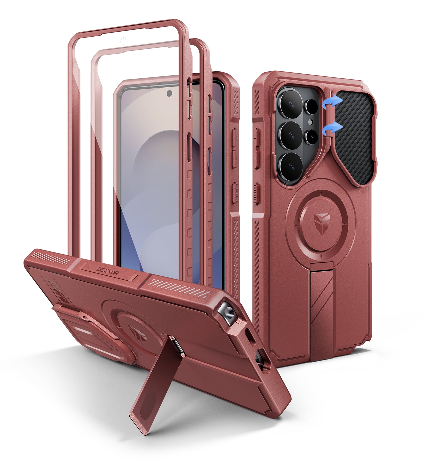 Dexnor Case for Samsung Galaxy S26 Ultra 2026 with Camera Cover Adjustable Kickstand Screen Protector Compatible with MagSafe