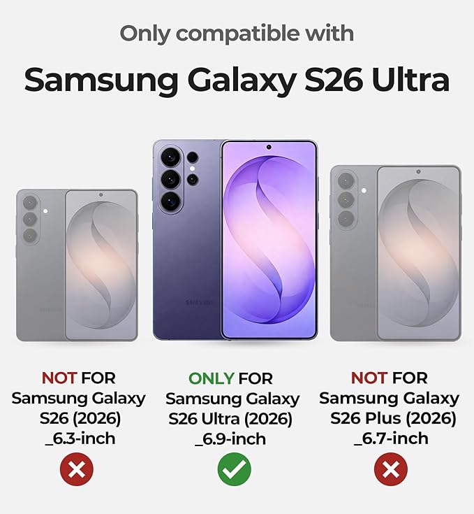 Dexnor Case for Samsung Galaxy S26 Ultra with Upgraded Slide Camera Cover 2 Front Frames Built-in Screen Protector Kickstand