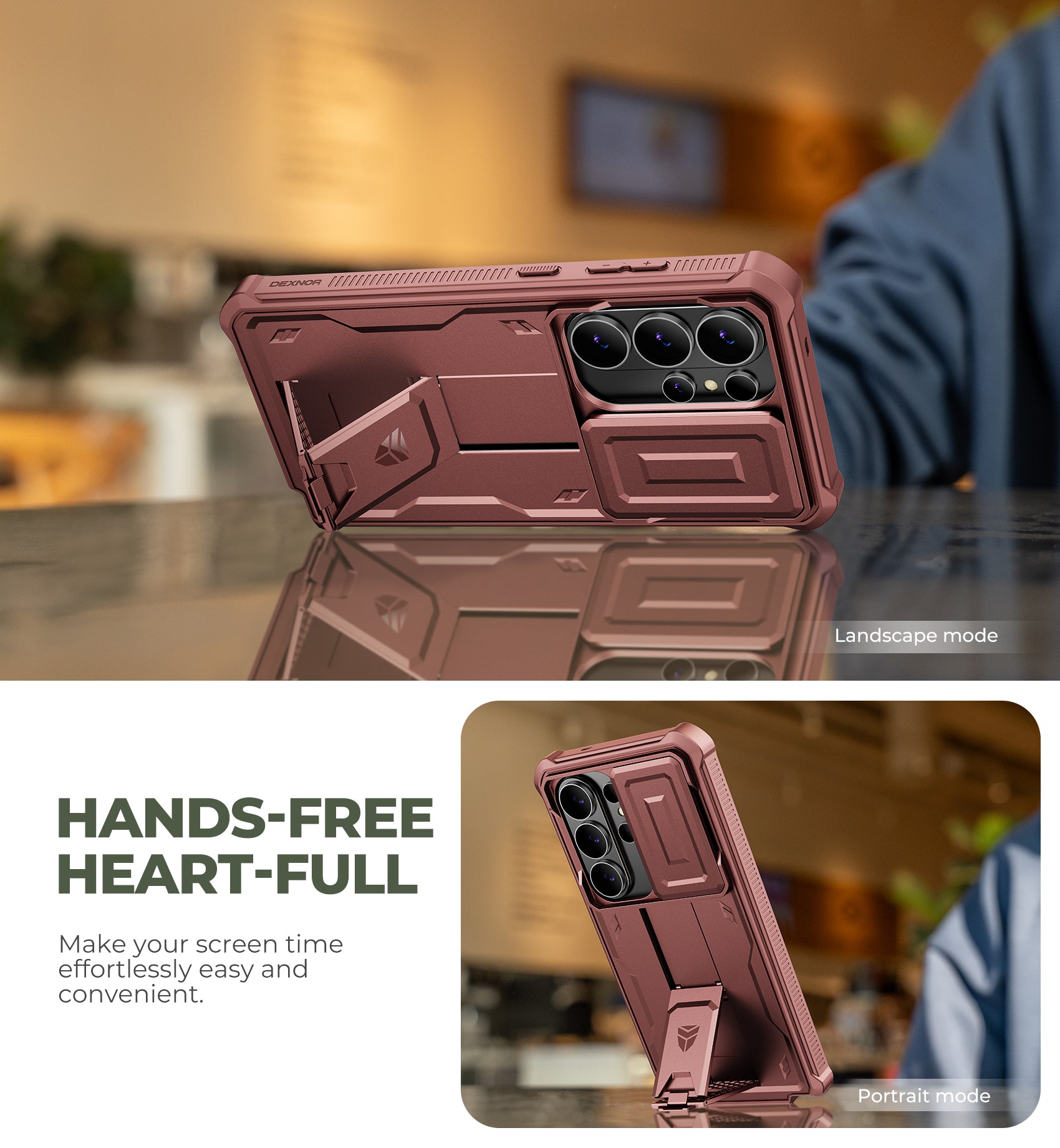 Dexnor Case for Samsung Galaxy S26 Ultra with Upgraded Slide Camera Cover 2 Front Frames Built-in Screen Protector Kickstand