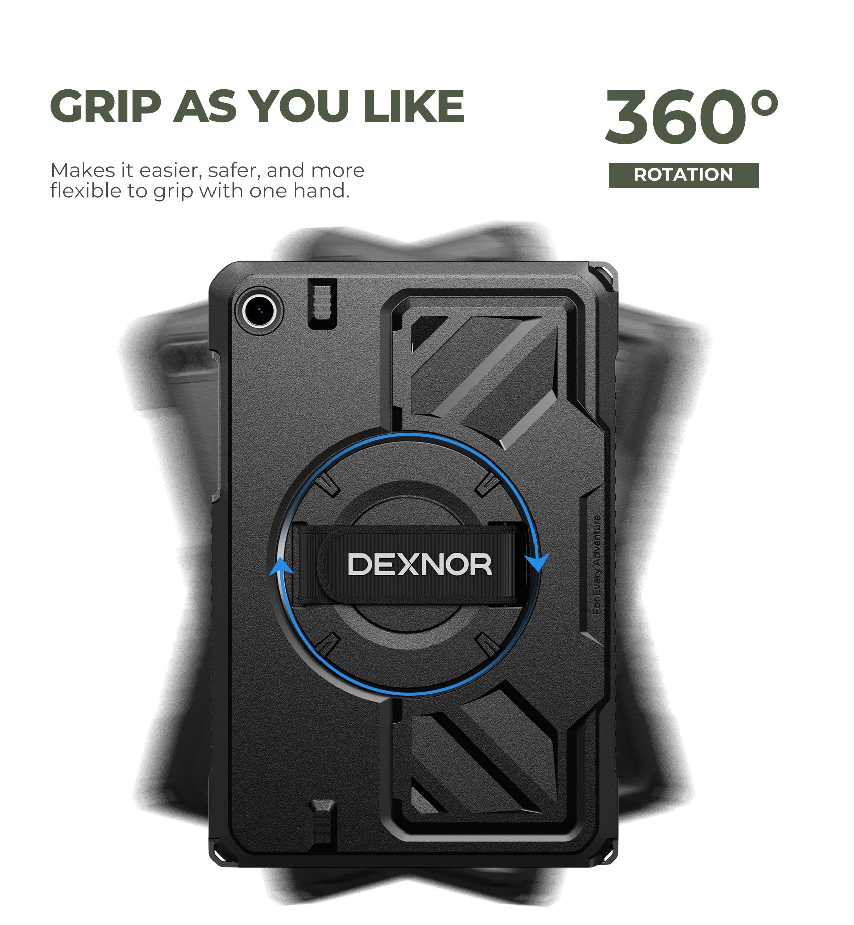 Dexnor Case for Samsung Galaxy Tab A11 Plus 11 inch 2025 Rugged Protective Case with 360° Rotating Hand Strap Large Steady Stand Screen Protector Shockproof Full-Body Bumper Cover