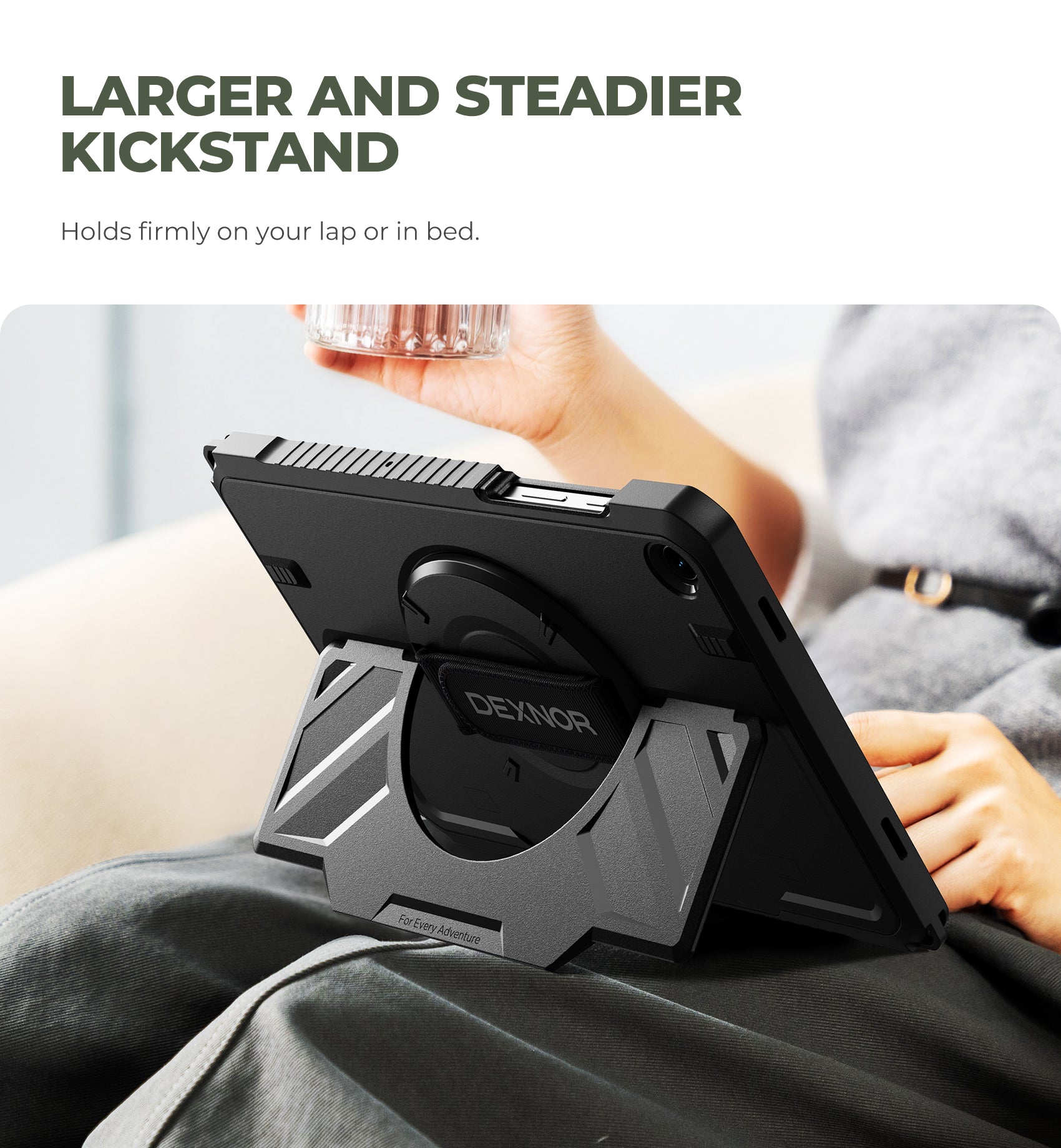 Dexnor Case for Samsung Galaxy Tab A11 Plus 11 inch 2025 Rugged Protective Case with 360° Rotating Hand Strap Large Steady Stand Screen Protector Shockproof Full-Body Bumper Cover