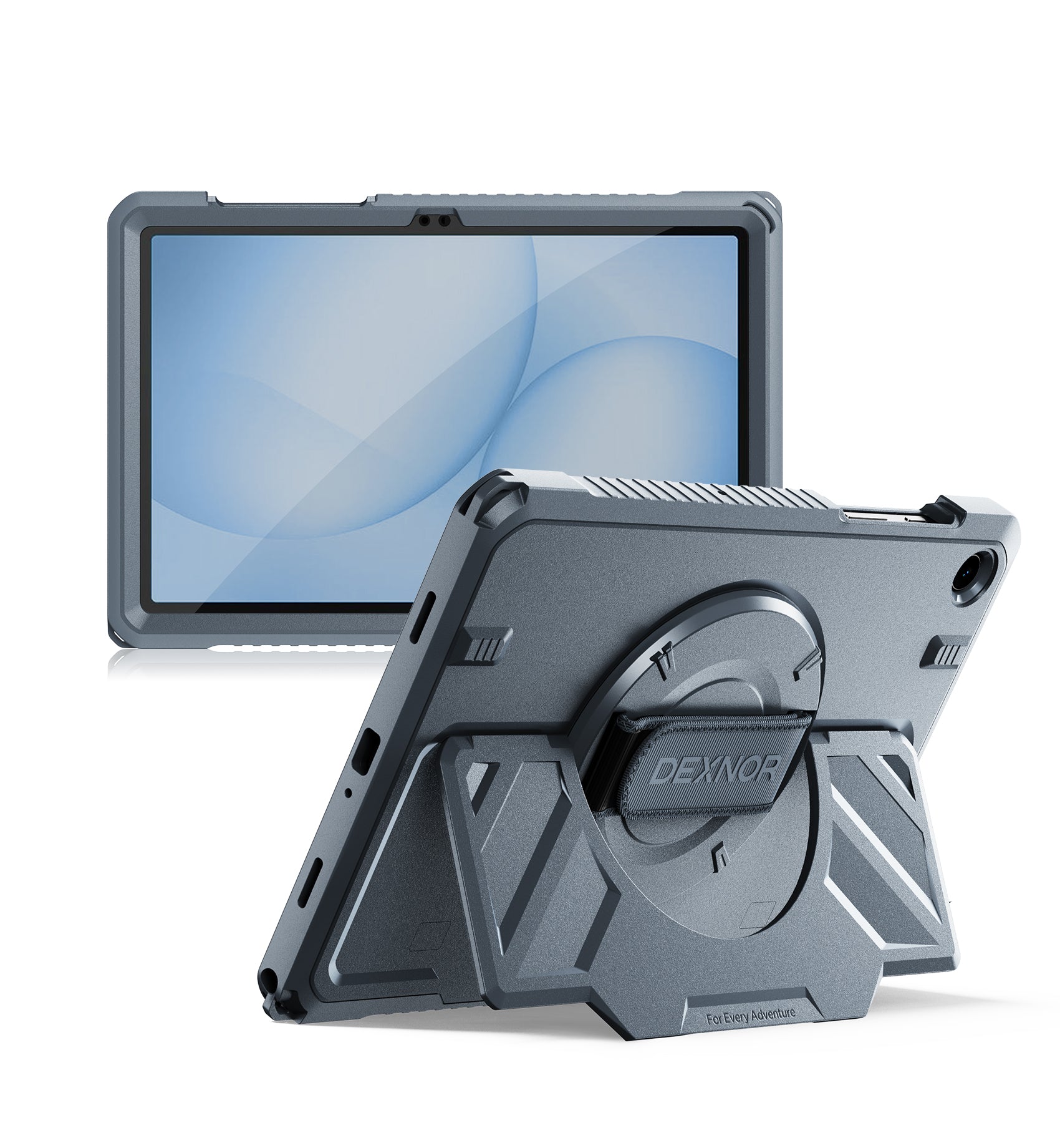 Dexnor Case for Samsung Galaxy Tab A11 Plus 11 inch 2025 Rugged Protective Case with 360° Rotating Hand Strap Large Steady Stand Screen Protector Shockproof Full-Body Bumper Cover