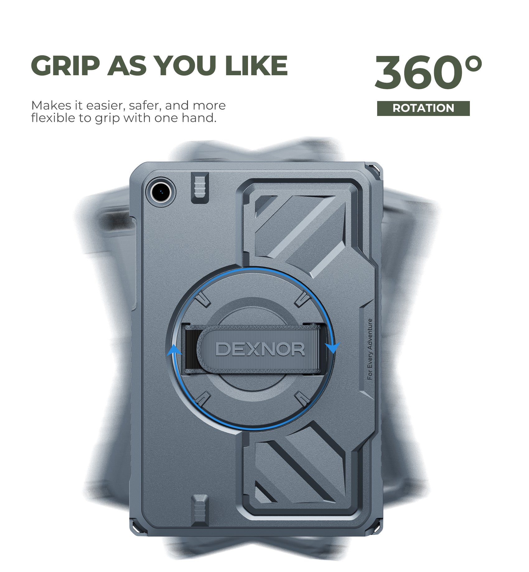 Dexnor Case for Samsung Galaxy Tab A11 Plus 11 inch 2025 Rugged Protective Case with 360° Rotating Hand Strap Large Steady Stand Screen Protector Shockproof Full-Body Bumper Cover