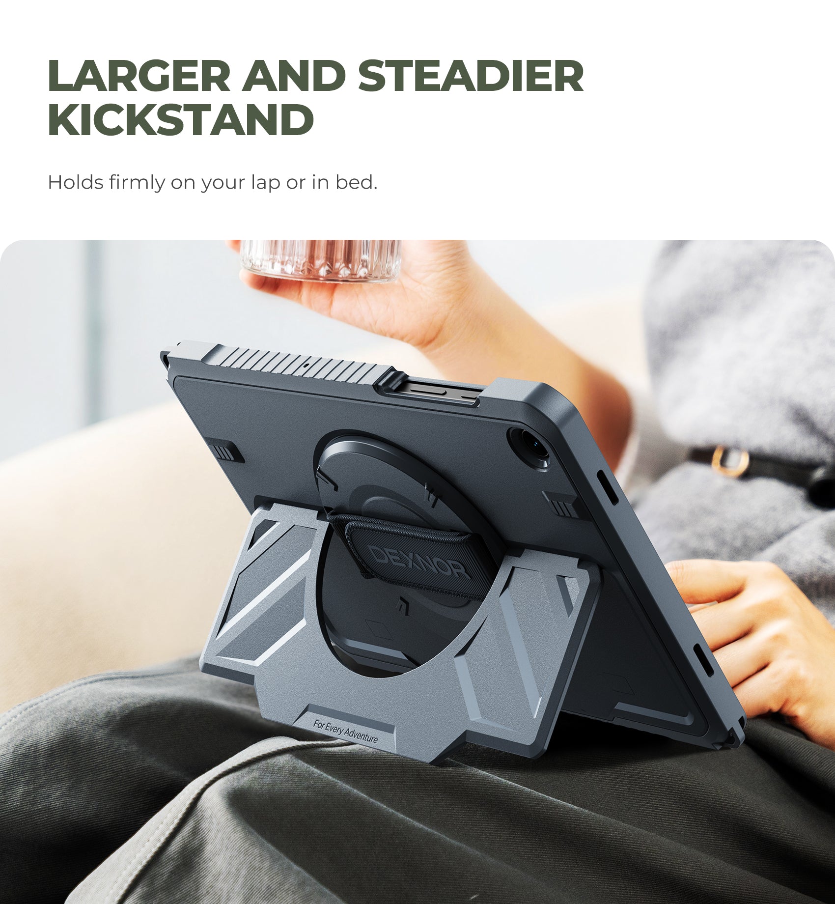 Dexnor Case for Samsung Galaxy Tab A11 Plus 11 inch 2025 Rugged Protective Case with 360° Rotating Hand Strap Large Steady Stand Screen Protector Shockproof Full-Body Bumper Cover