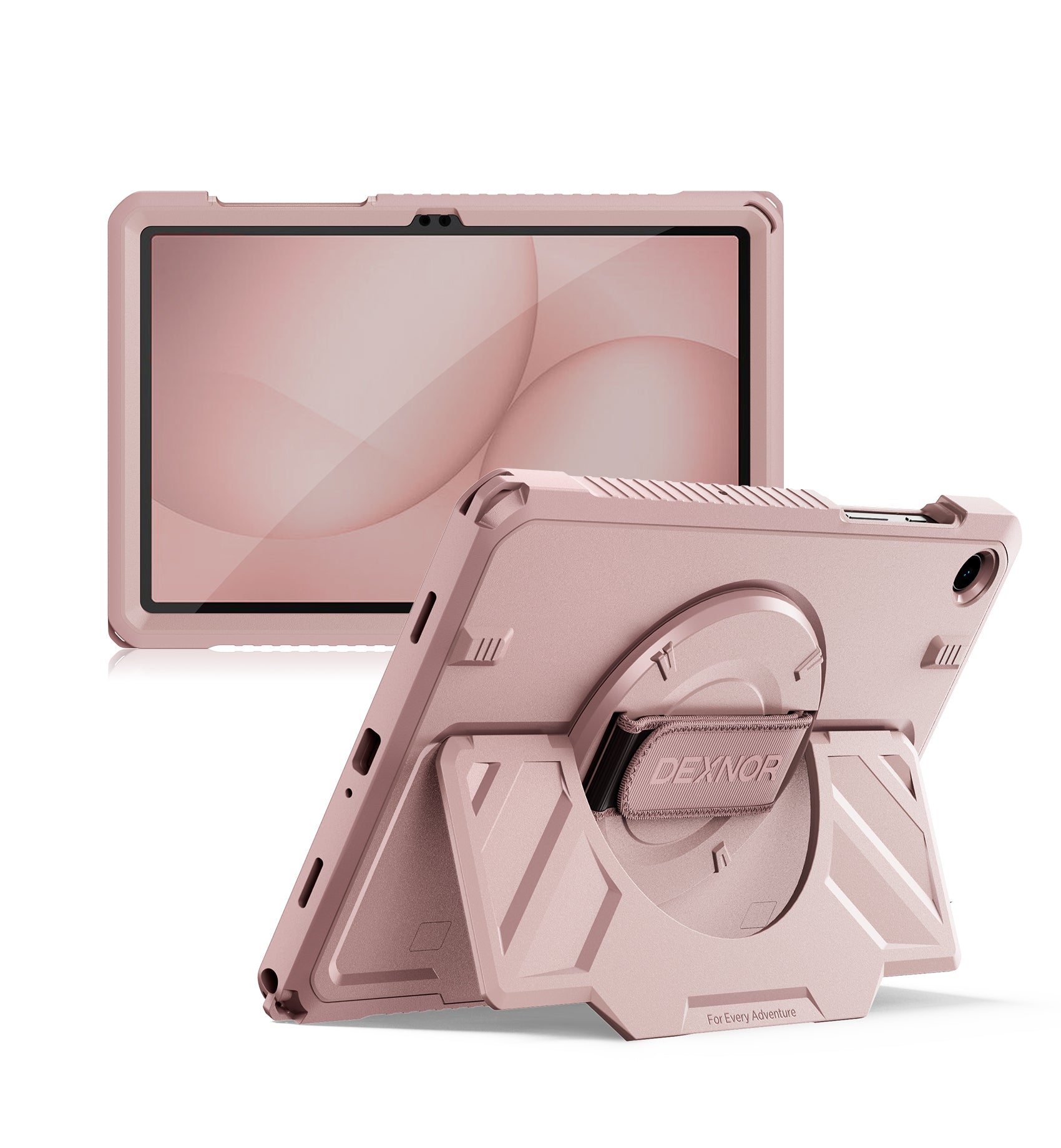 Dexnor Case for Samsung Galaxy Tab A11 Plus 11 inch 2025 Rugged Protective Case with 360° Rotating Hand Strap Large Steady Stand Screen Protector Shockproof Full-Body Bumper Cover
