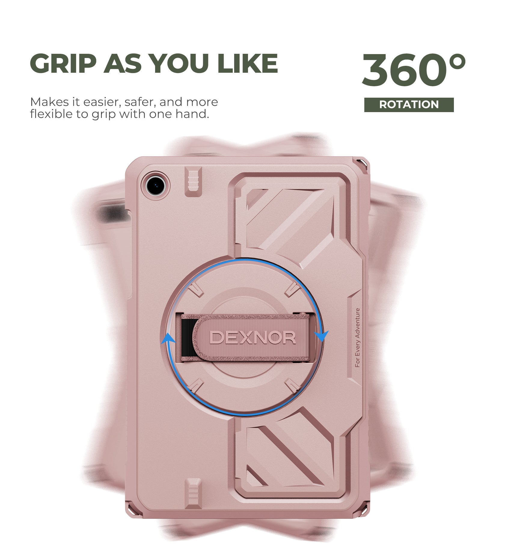 Dexnor Case for Samsung Galaxy Tab A11 Plus 11 inch 2025 Rugged Protective Case with 360° Rotating Hand Strap Large Steady Stand Screen Protector Shockproof Full-Body Bumper Cover
