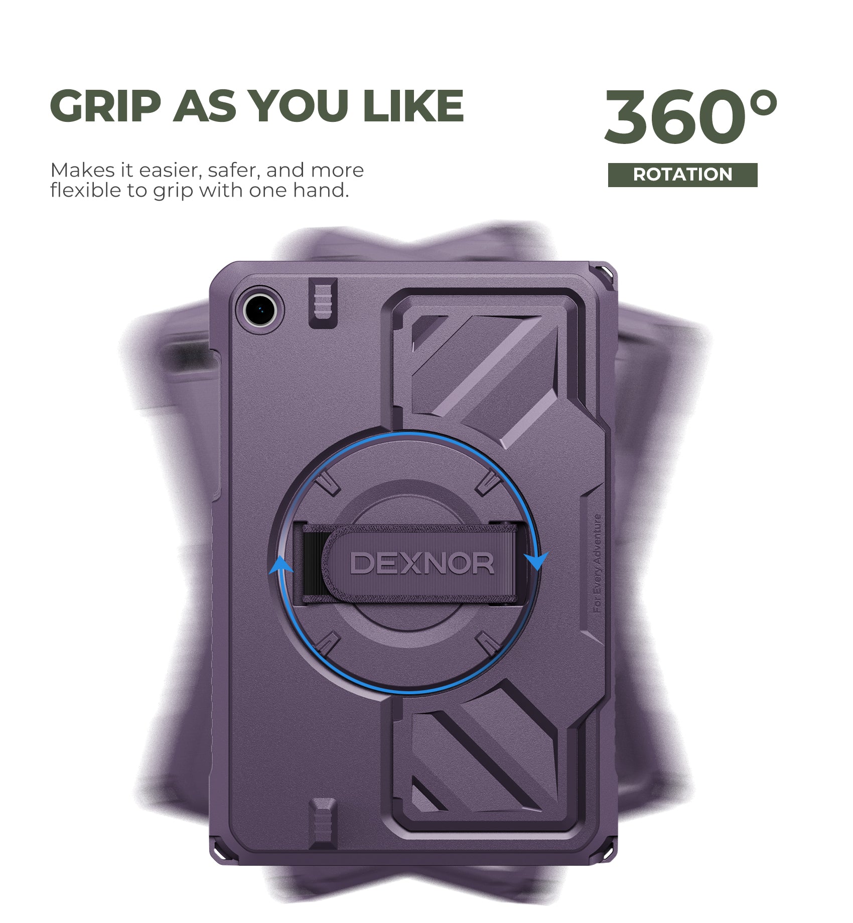 Dexnor Case for Samsung Galaxy Tab A11 Plus 11 inch 2025 Rugged Protective Case with 360° Rotating Hand Strap Large Steady Stand Screen Protector Shockproof Full-Body Bumper Cover