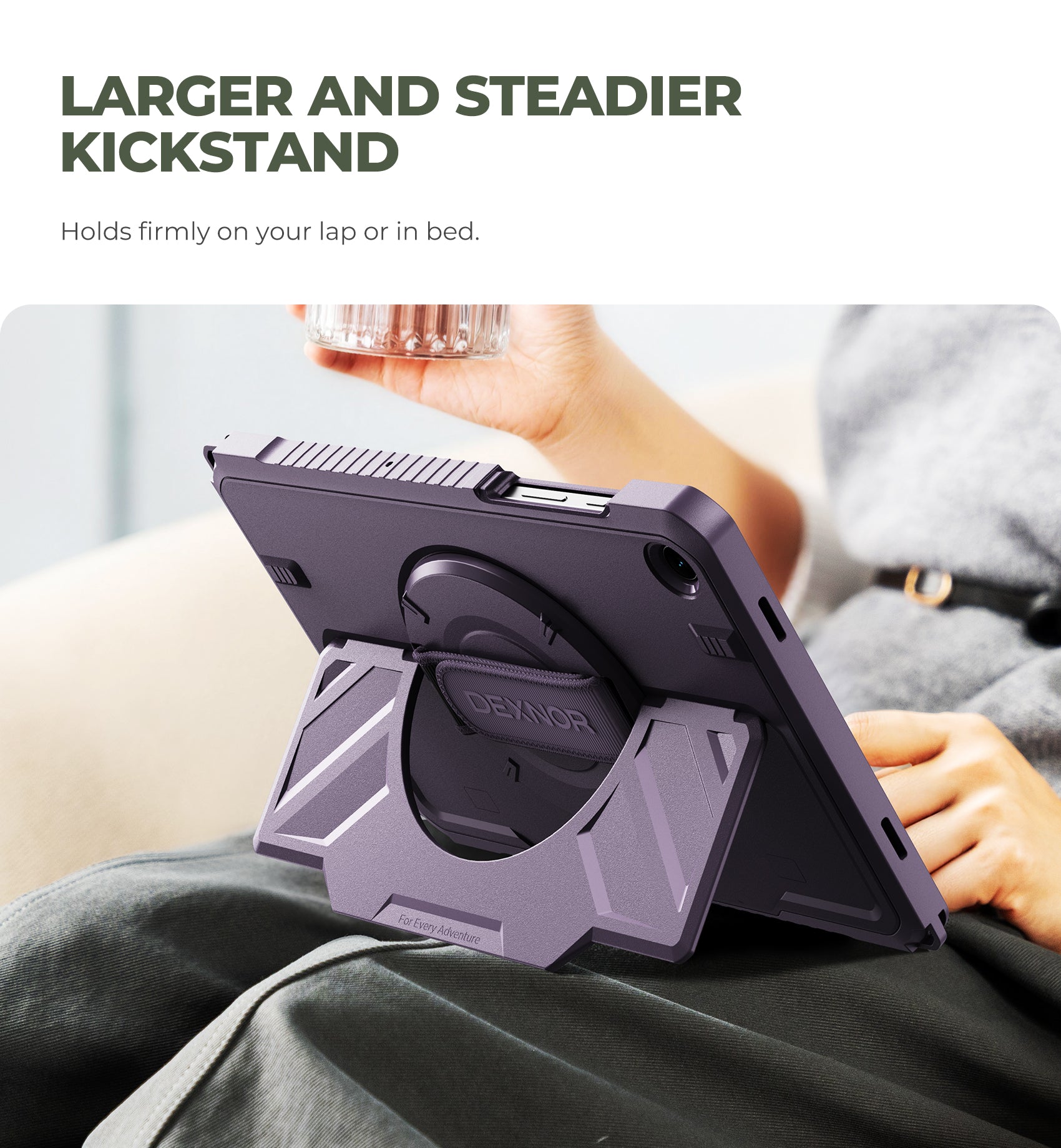 Dexnor Case for Samsung Galaxy Tab A11 Plus 11 inch 2025 Rugged Protective Case with 360° Rotating Hand Strap Large Steady Stand Screen Protector Shockproof Full-Body Bumper Cover