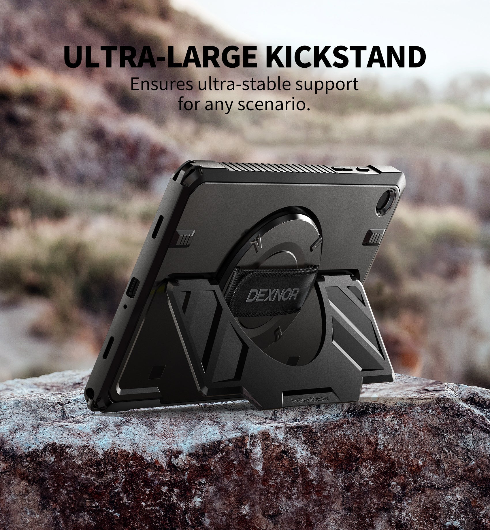 Dexnor Case for Samsung Galaxy Tab A9 Plus 11 inch Rugged Protective with 360° Rotating Hand Strap Large Steady Stand Screen Protector Shockproof Full-Body Bumper Cover