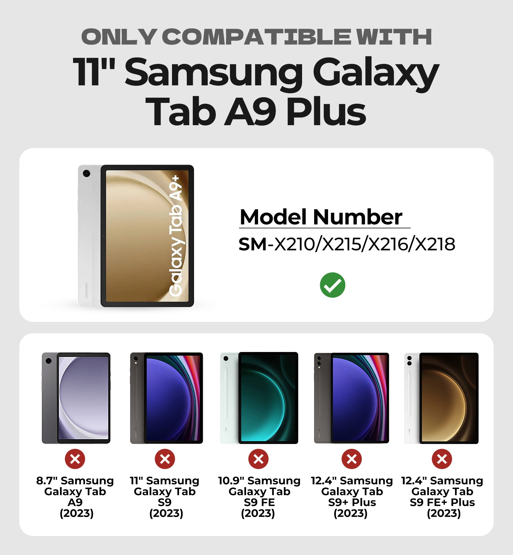 Dexnor Case for Samsung Galaxy Tab A9+ Plus 2023 with Keyboard Ultra-Light Magnetic Folio Keyboard Cover Multi-Touch Trackpad Backlit Stylus Holder