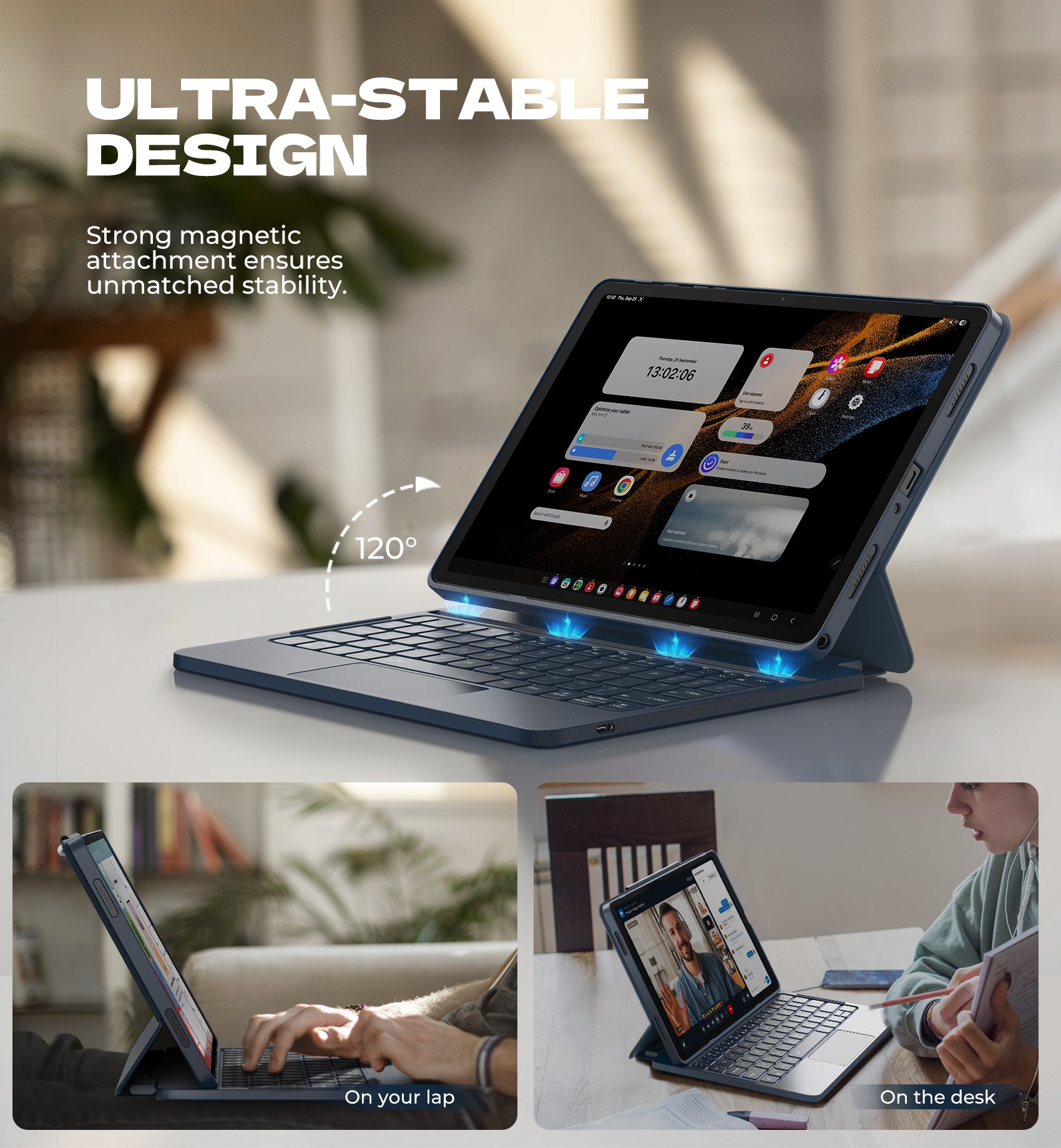 Dexnor Case for Samsung Galaxy Tab A9+ Plus 2023 with Keyboard Ultra-Light Magnetic Folio Keyboard Cover Multi-Touch Trackpad Backlit Stylus Holder