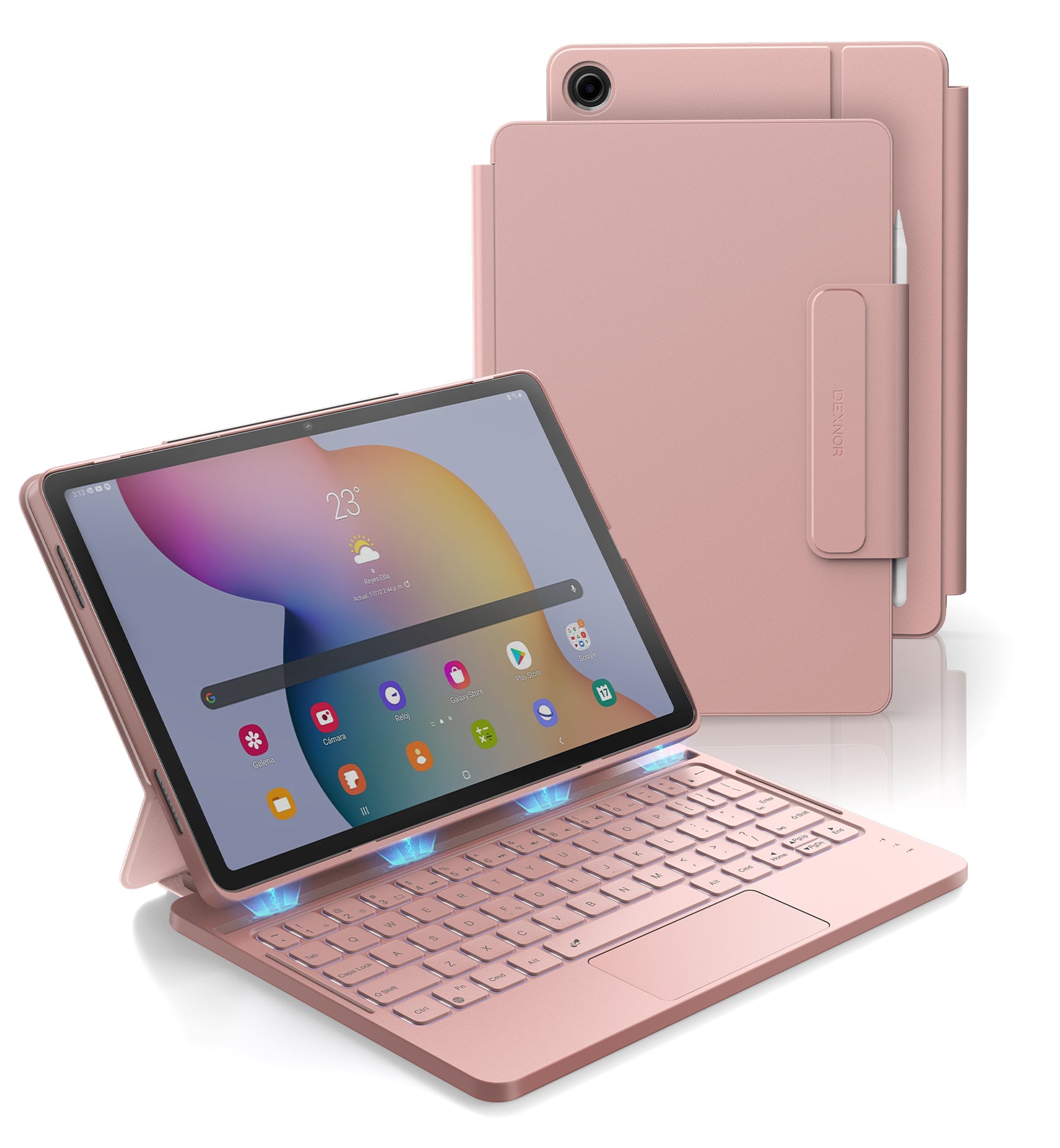 Dexnor Case for Samsung Galaxy Tab A9+ Plus 2023 with Keyboard Ultra-Light Magnetic Folio Keyboard Cover Multi-Touch Trackpad Backlit Stylus Holder