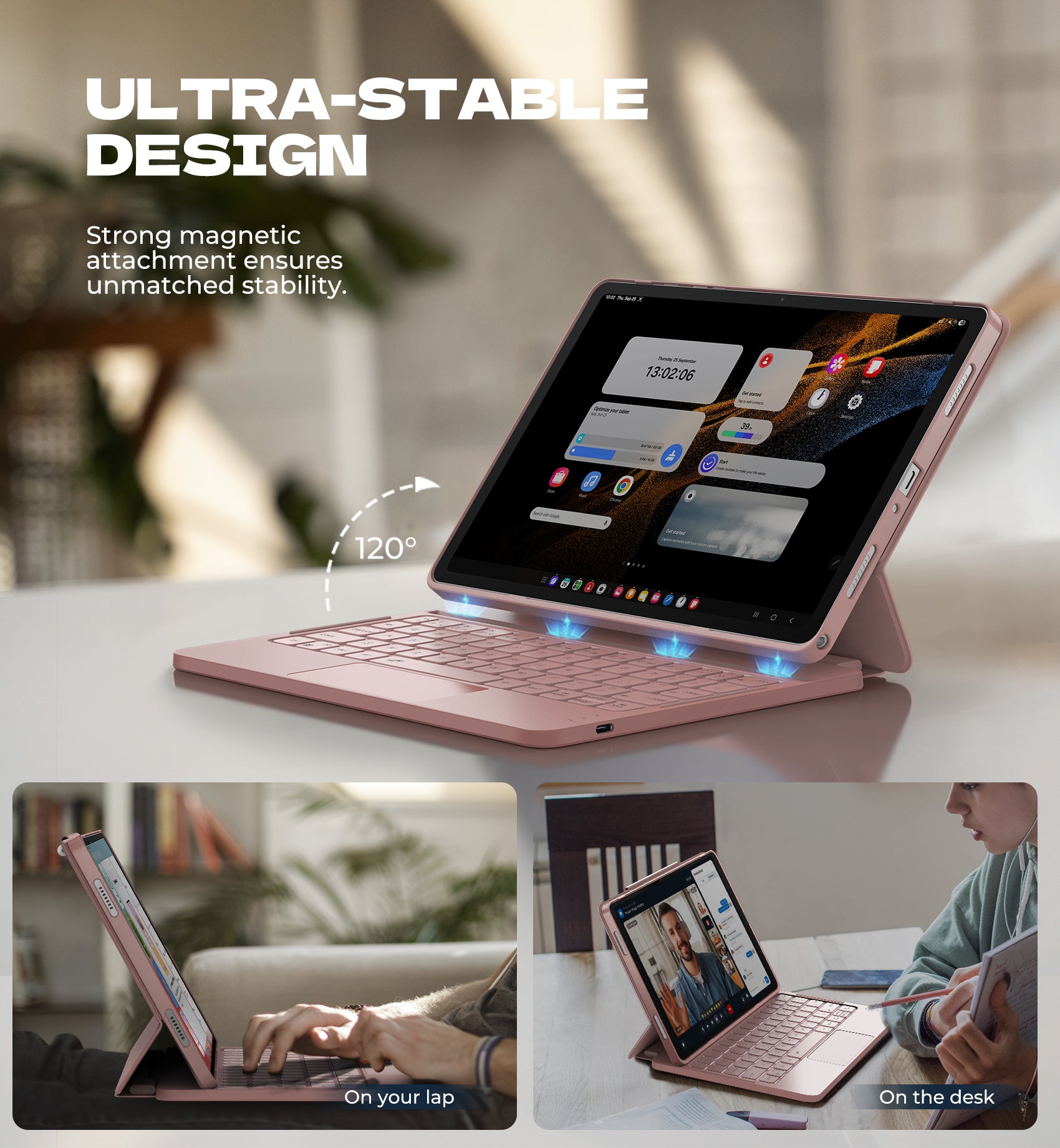 Dexnor Case for Samsung Galaxy Tab A9+ Plus 2023 with Keyboard Ultra-Light Magnetic Folio Keyboard Cover Multi-Touch Trackpad Backlit Stylus Holder