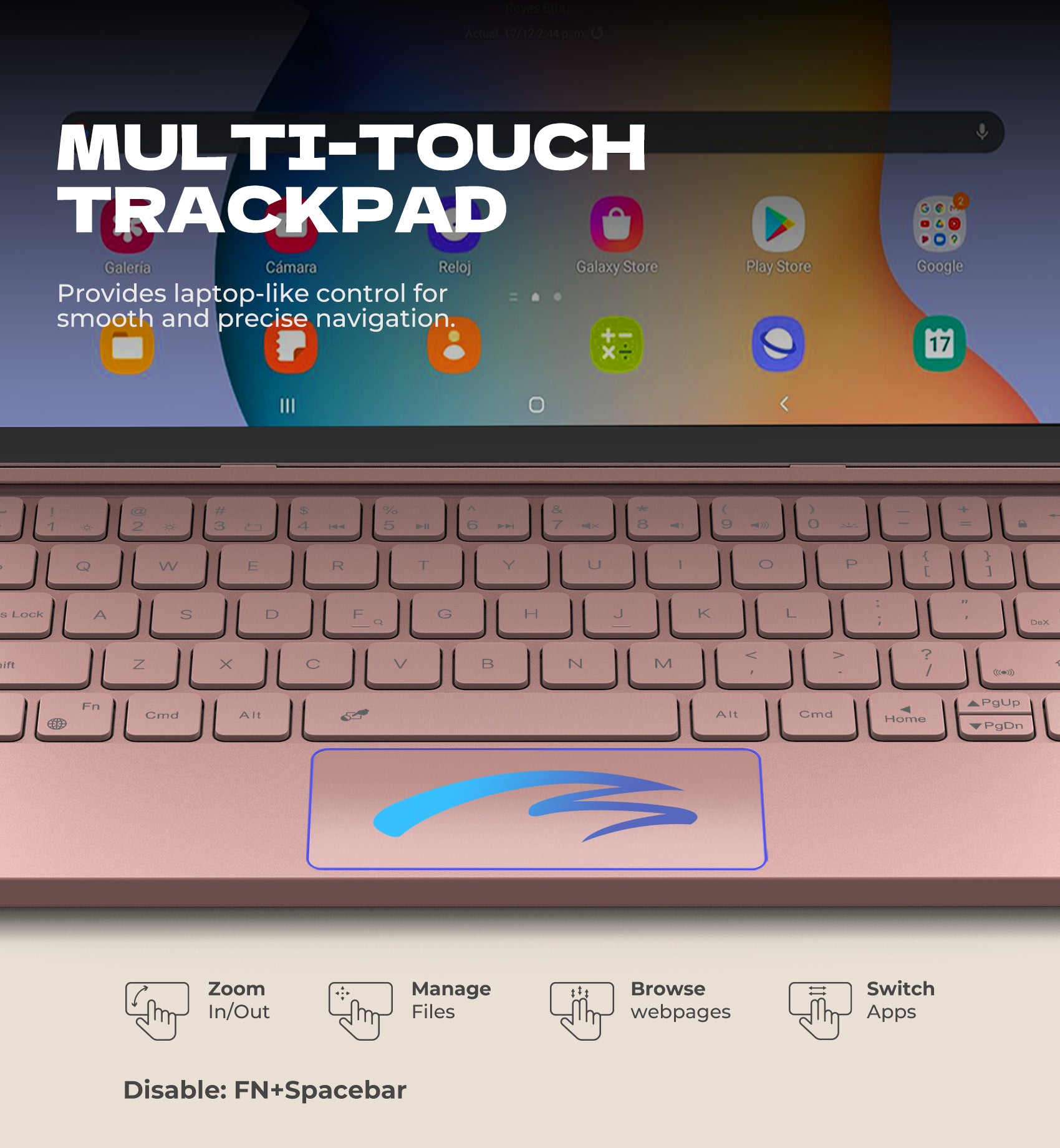 Dexnor Case for Samsung Galaxy Tab A9+ Plus 2023 with Keyboard Ultra-Light Magnetic Folio Keyboard Cover Multi-Touch Trackpad Backlit Stylus Holder