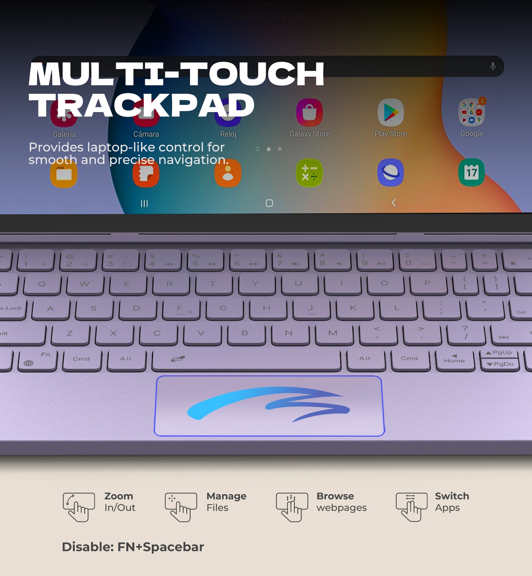 Dexnor Case for Samsung Galaxy Tab A9+ Plus 2023 with Keyboard Ultra-Light Magnetic Folio Keyboard Cover Multi-Touch Trackpad Backlit Stylus Holder