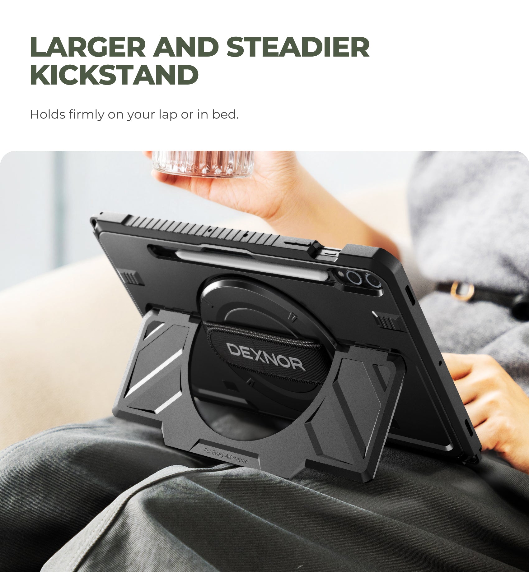 Dexnor Case for Samsung Galaxy Tab S10 Plus 2024 12.4" Rugged Protective with 360° Rotating Hand Strap Stand Screen Protector S Pen Holder Shockproof Full Body Cover
