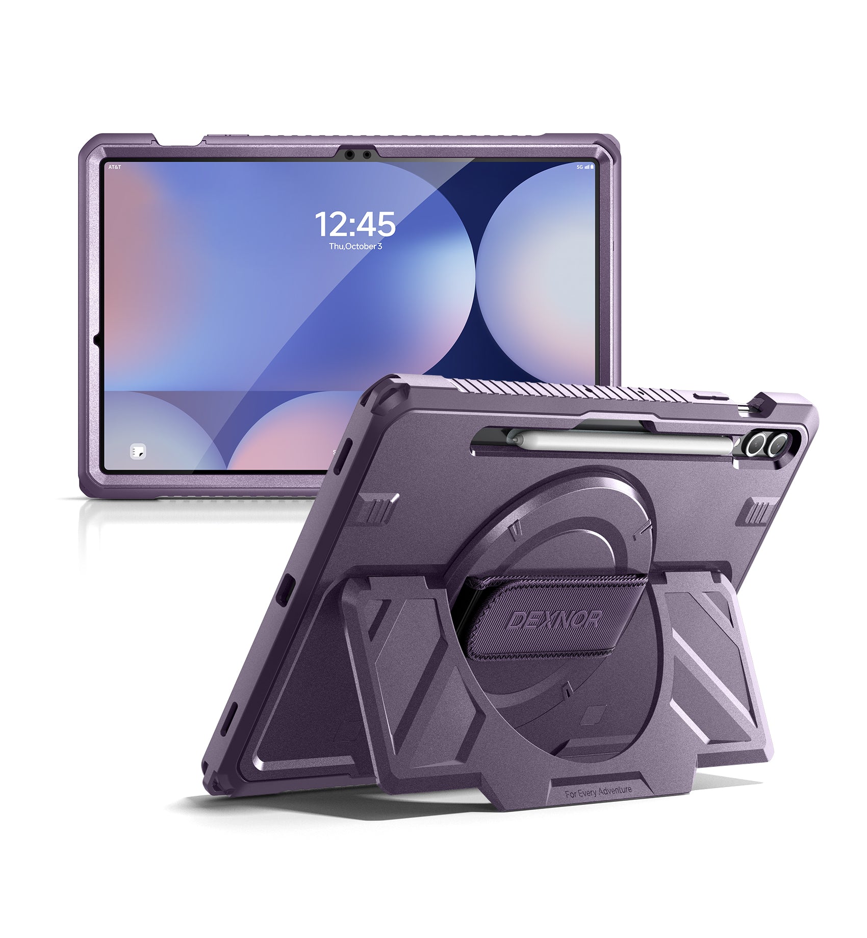 Dexnor Case for Samsung Galaxy Tab S10 Plus 2024 12.4" Rugged Protective with 360° Rotating Hand Strap Stand Screen Protector S Pen Holder Shockproof Full Body Cover