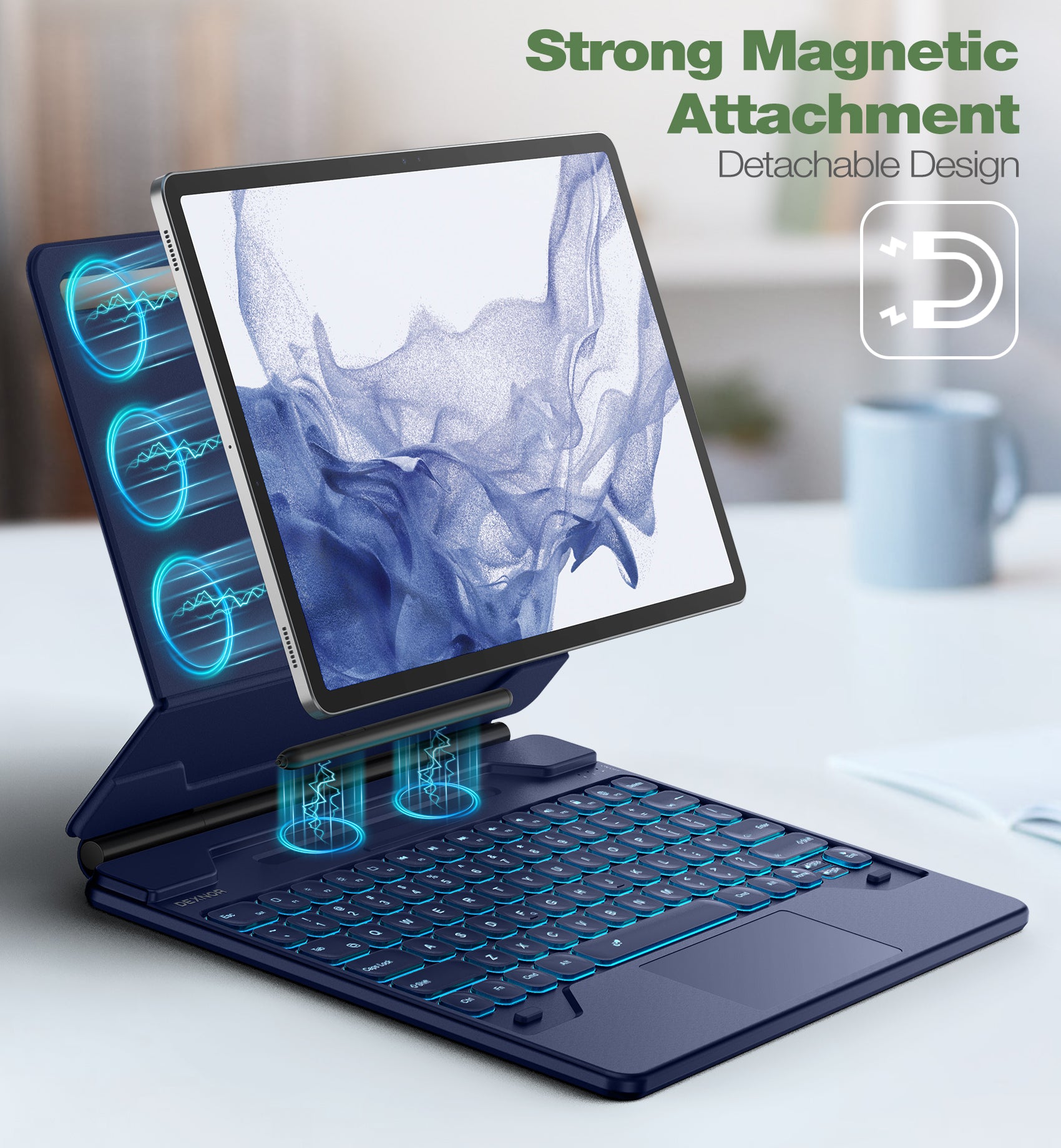 Dexnor  Book-style Cover For Samsung Galaxy Tab S7 FE 5G Keyboard Case With Trackpad Pen Holder Slim Bluetooth Black 12.4 Inch