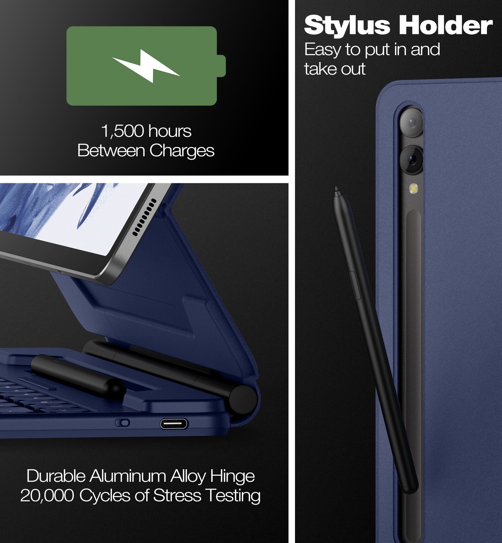 Dexnor  Book-style Cover For Samsung Galaxy Tab S7 FE 5G Keyboard Case With Trackpad Pen Holder Slim Bluetooth Black 12.4 Inch