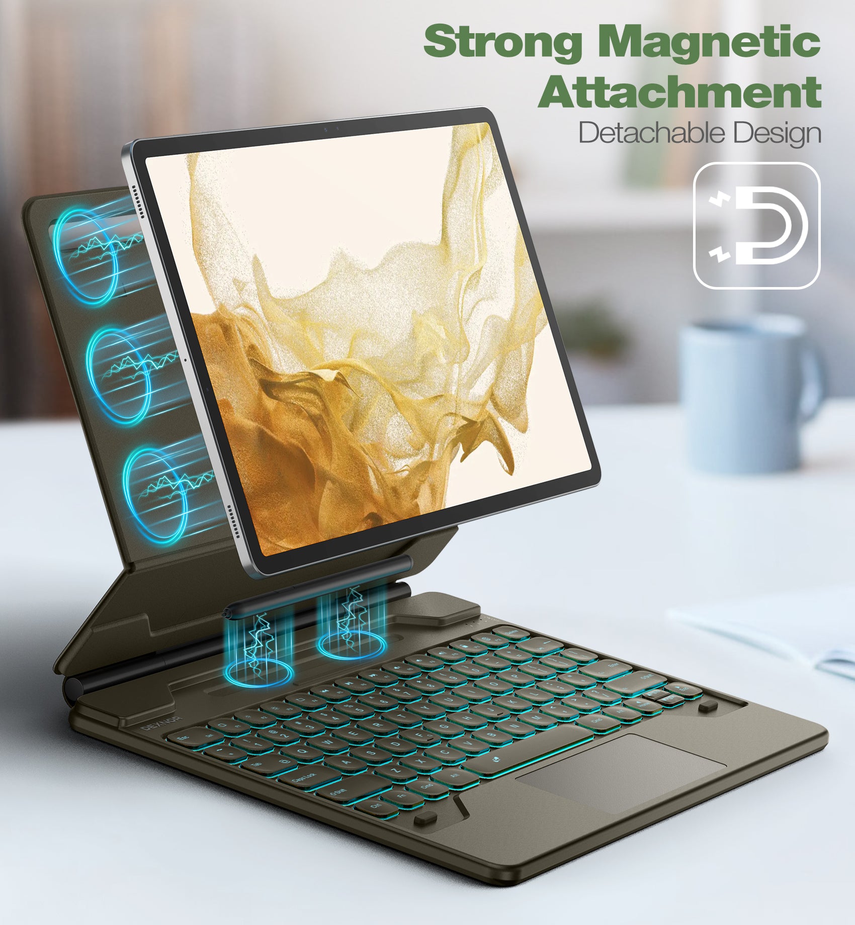 For Samsung Galaxy Tab S8 Plus/S7 FE (5G)/S7 Plus/S9 Plus/S9 FE Plus 12.4 Inch Case with Keyboard Floating Cantilever Magnetic Stand